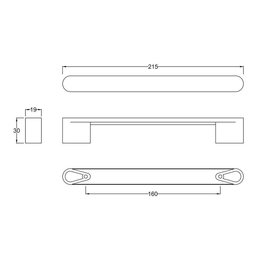 Drench Chrome Rounded Bar Furniture Handle - 160mm Centres