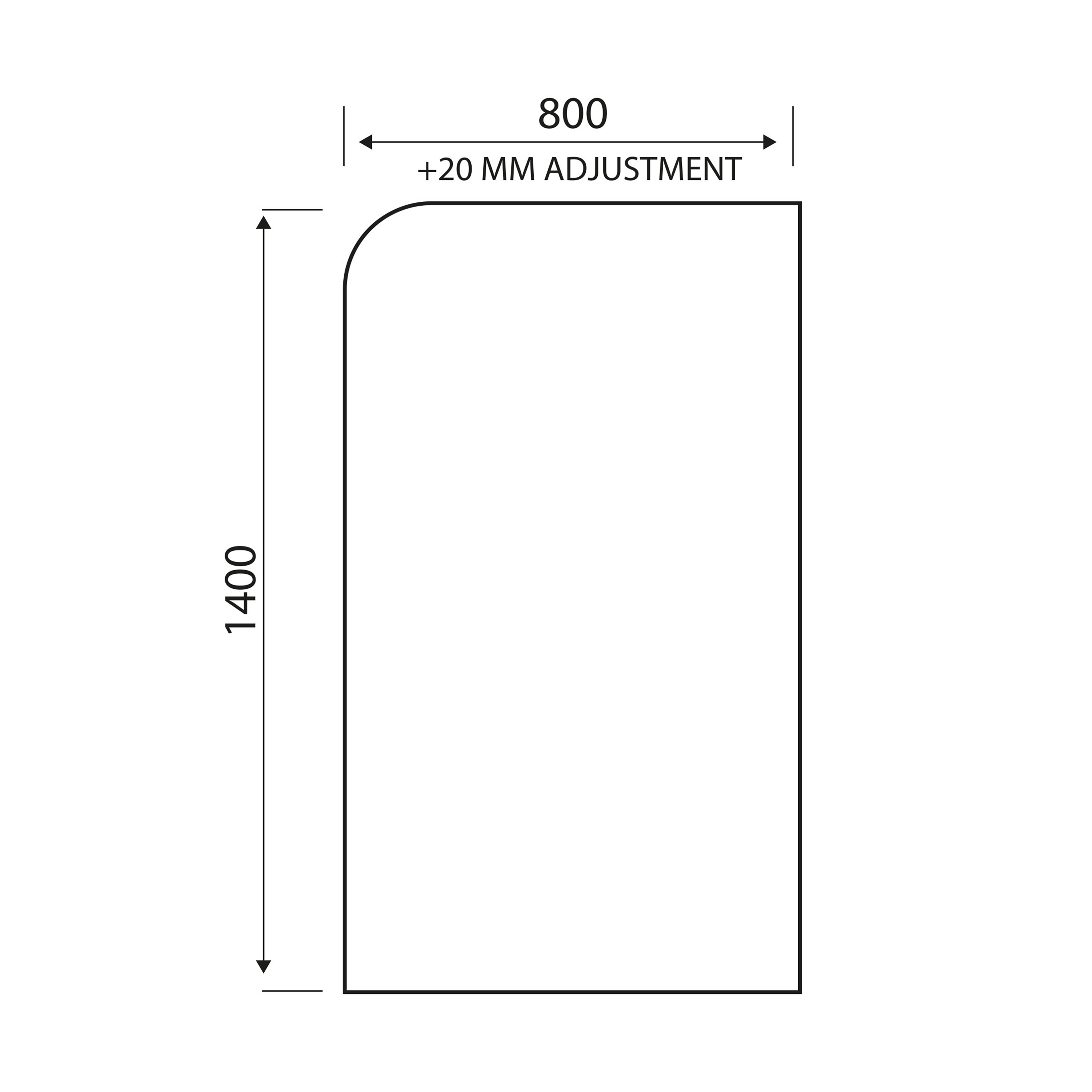 Vellamo Brushed Nickel Curved Corner Single Hinged Bath Screen - 1400 x 800mm
