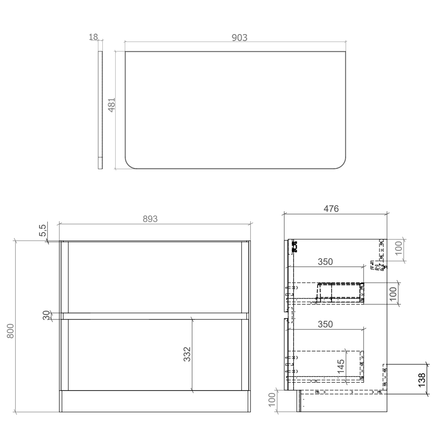 Drench Origin 900mm Floorstanding Vanity Unit & Countertop