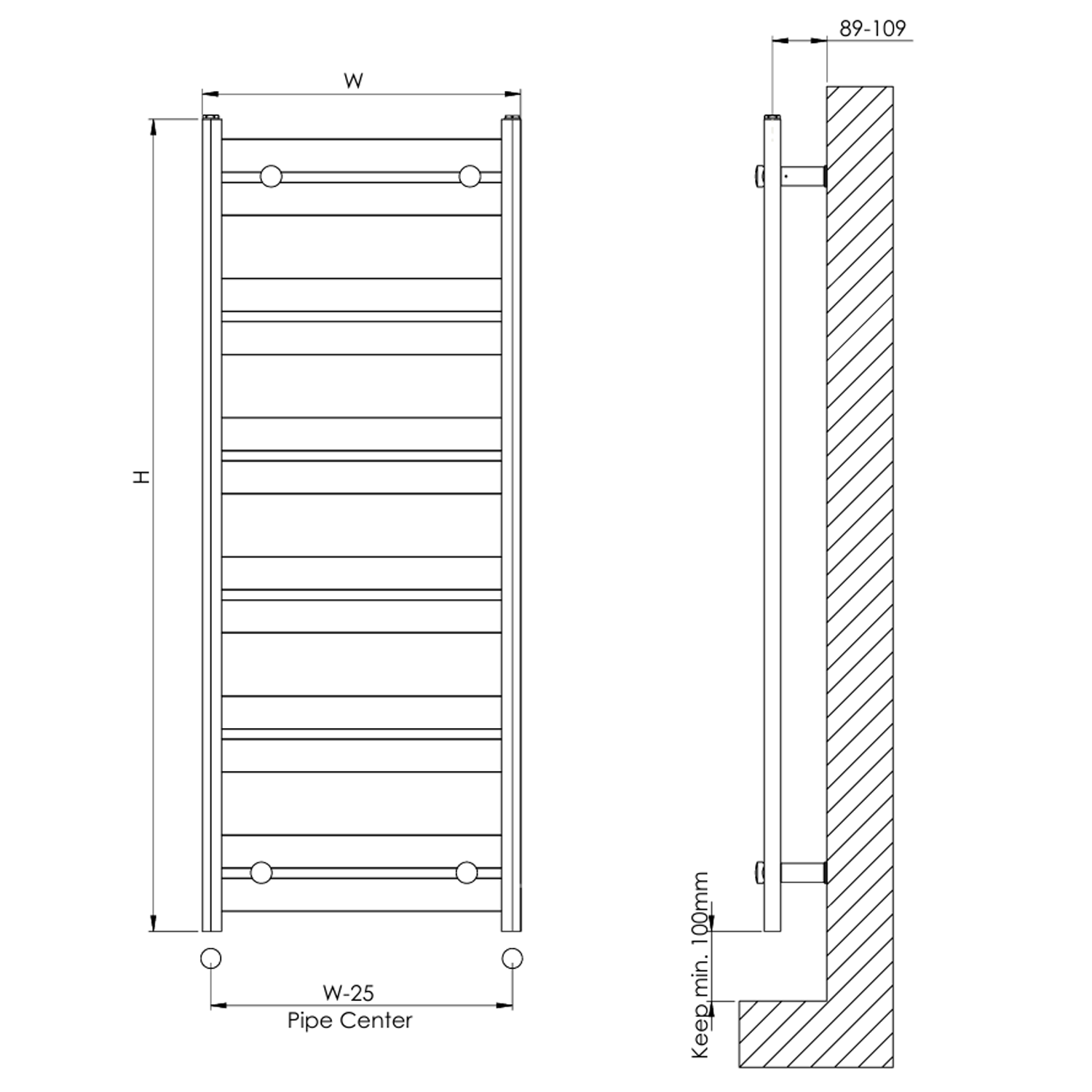 Carisa Soleil Aluminium Heated Towel Rail