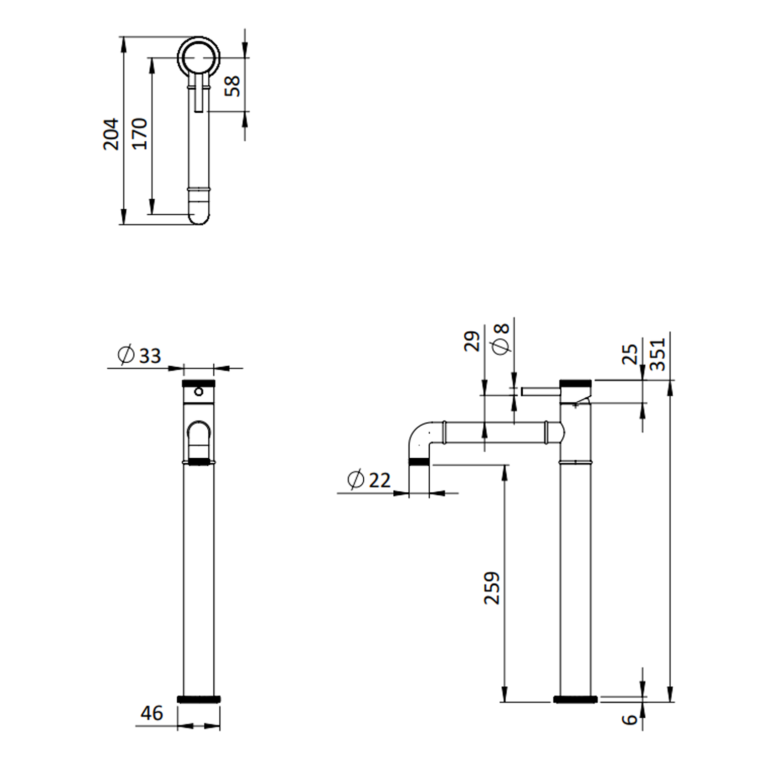 Crosswater MPRO Industrial Tall Basin Mixer Tap