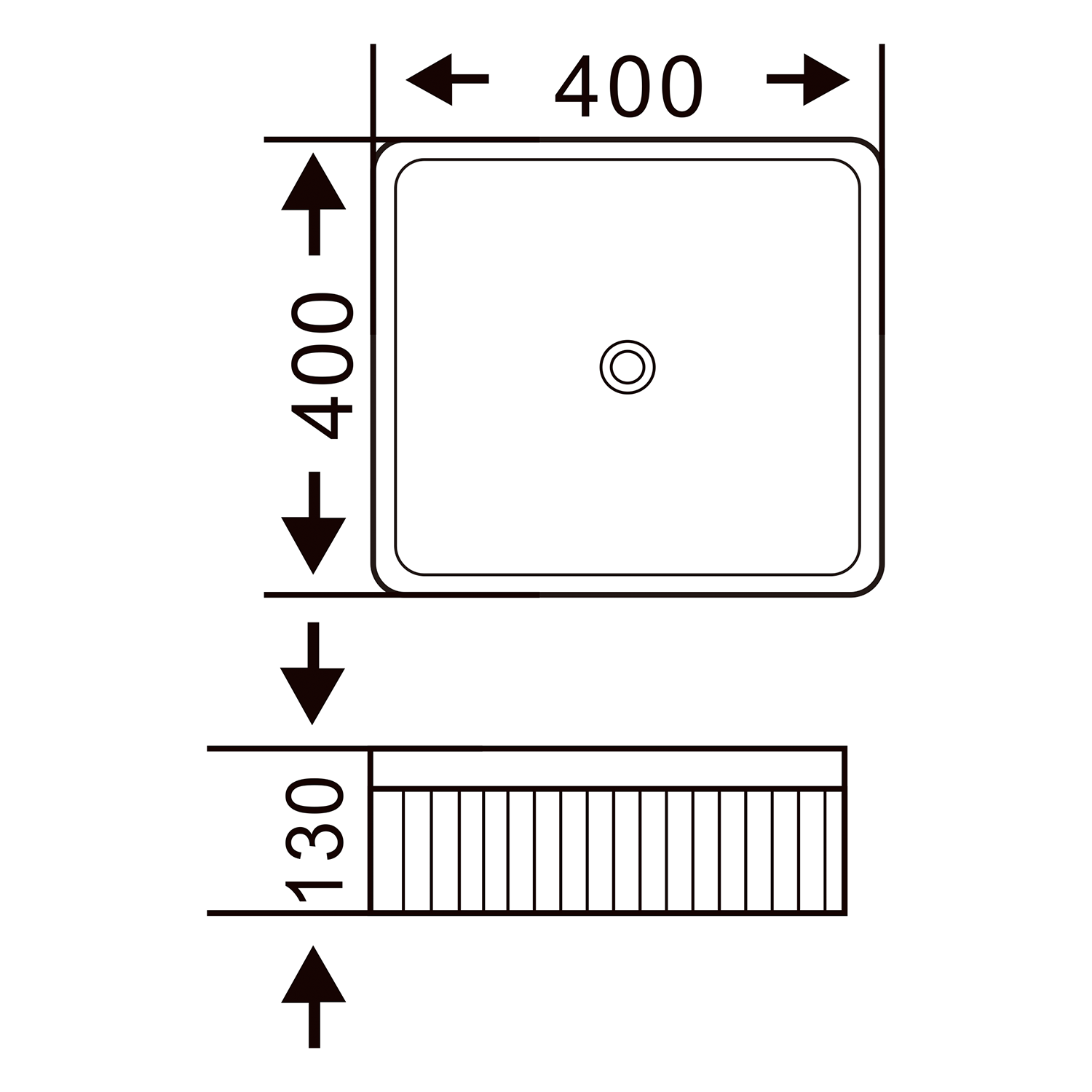 Billy Fluted Square Countertop Basin - 405mm