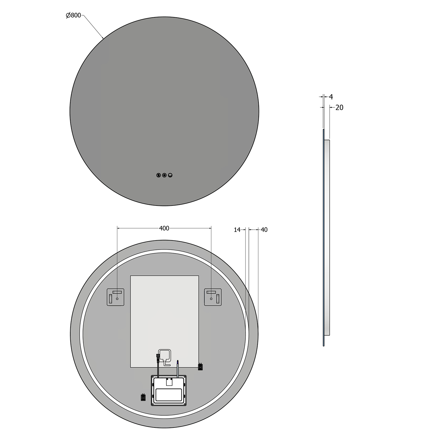 Origins Living Claris Round LED Illuminated Mirror with Demister Pad & Colour Change Lights