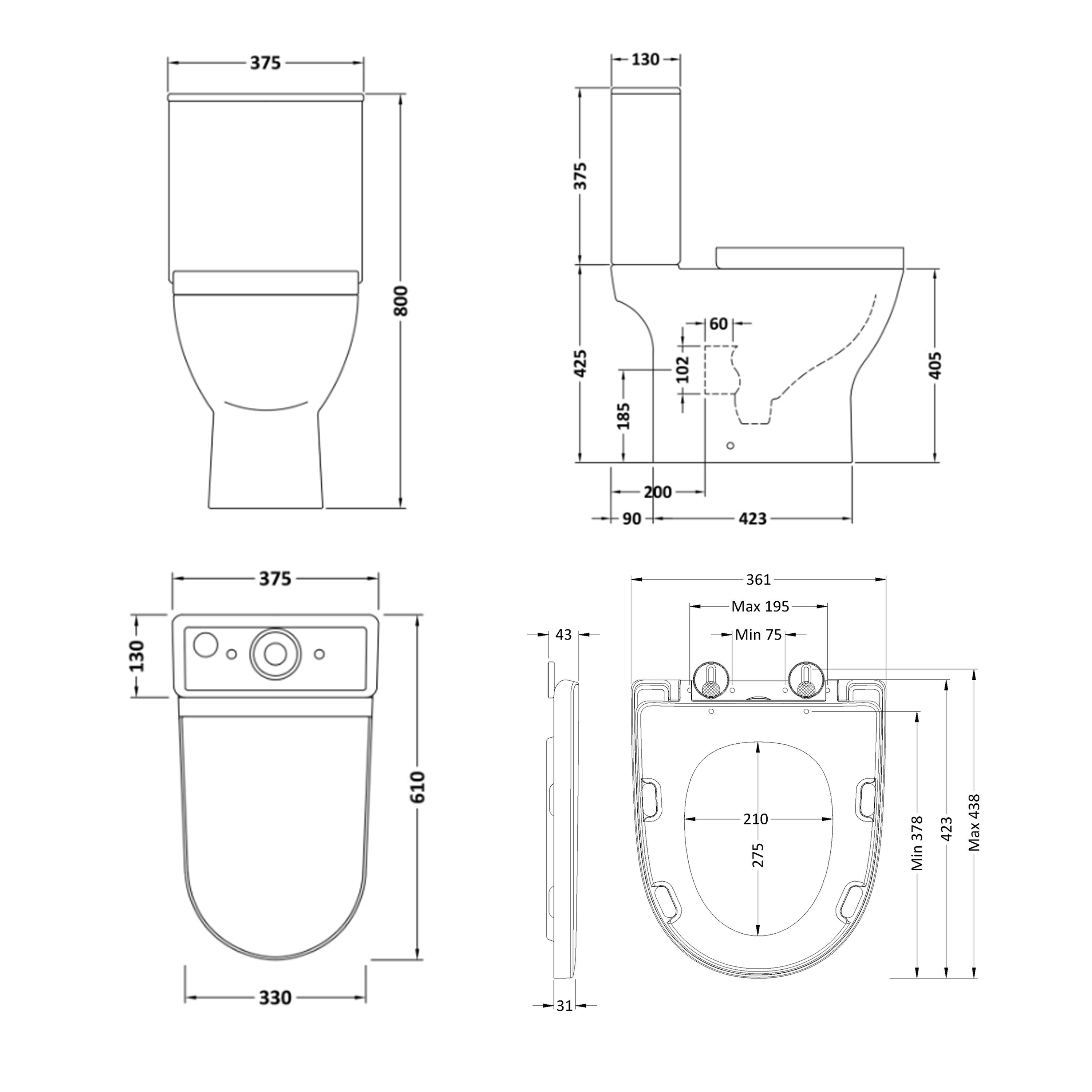 Harbour Acclaim Rimless Close Coupled Toilet & Soft Close Seat