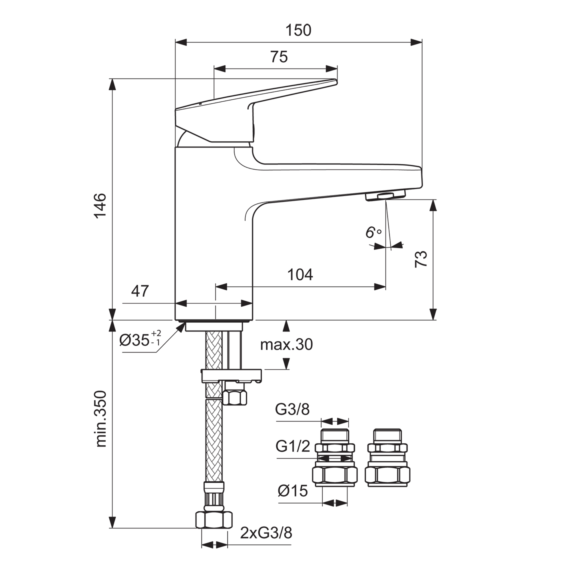 Ideal Standard Ceraplan Silk Black Mono Basin Mixer Tap