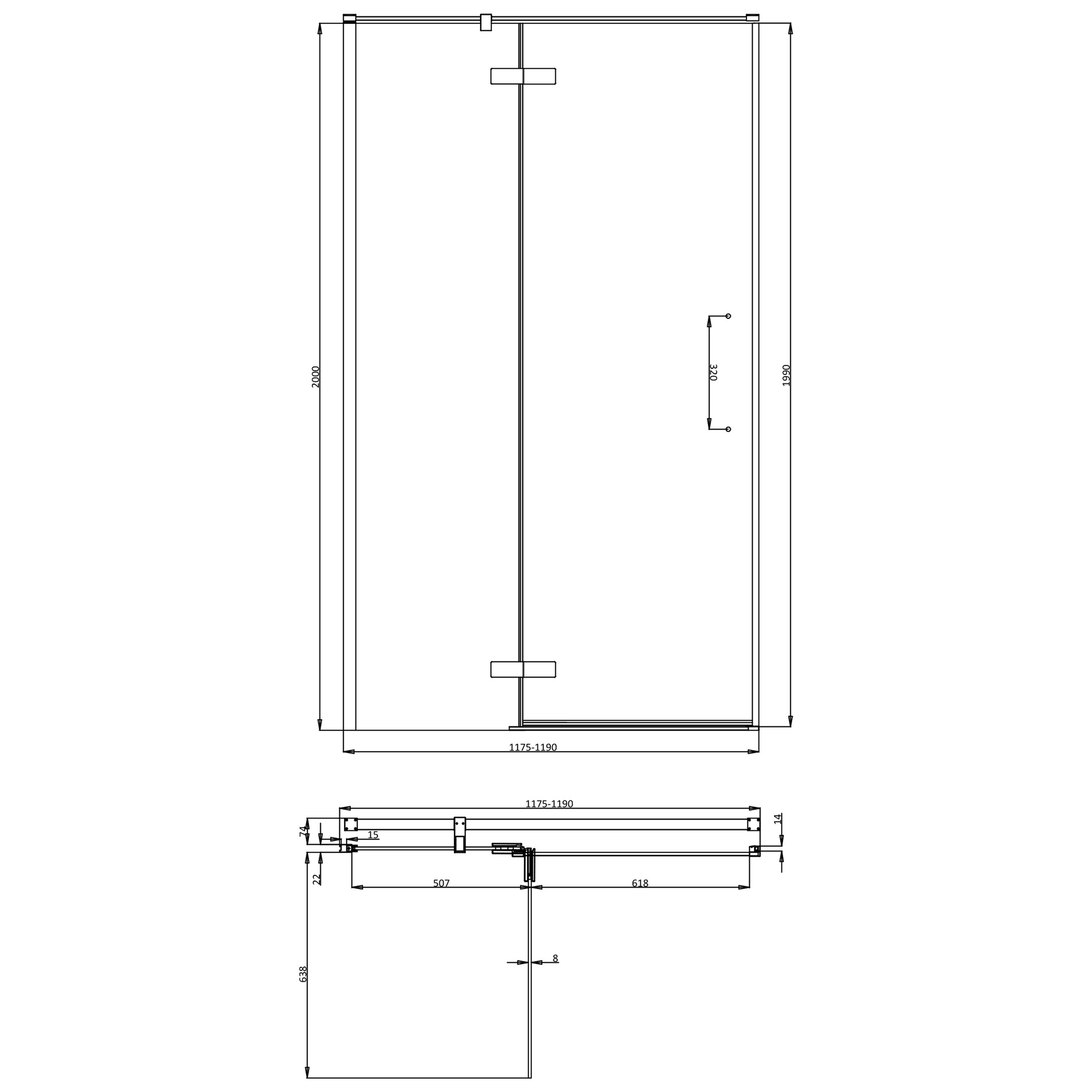 Crosswater Asura 8mm Polished Stainless Steel Hinged Shower Door with Inline Panel & Optional Side Panel