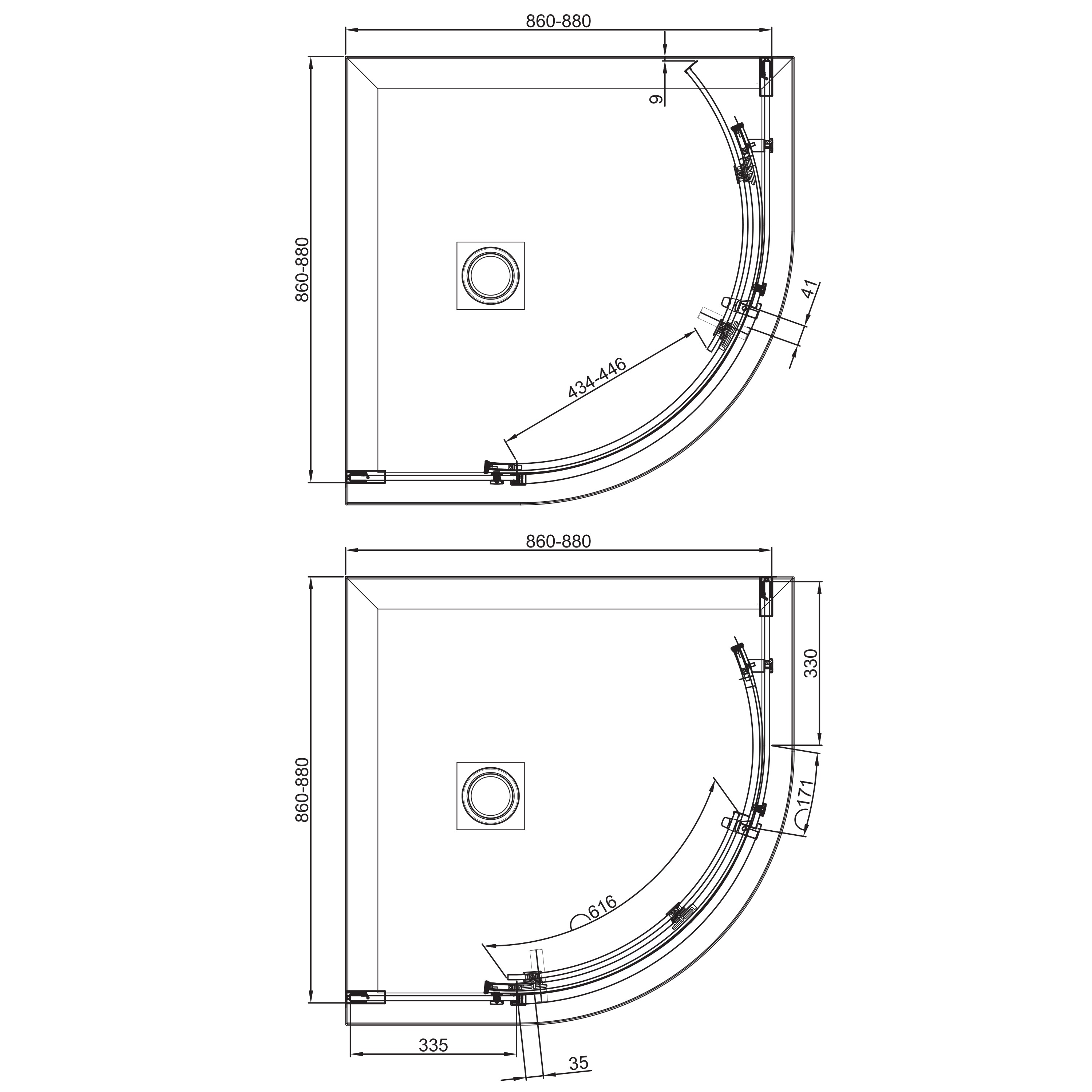 Crosswater Optix 10 Quadrant Shower Enclosure 900 x 900mm - Brushed Bronze