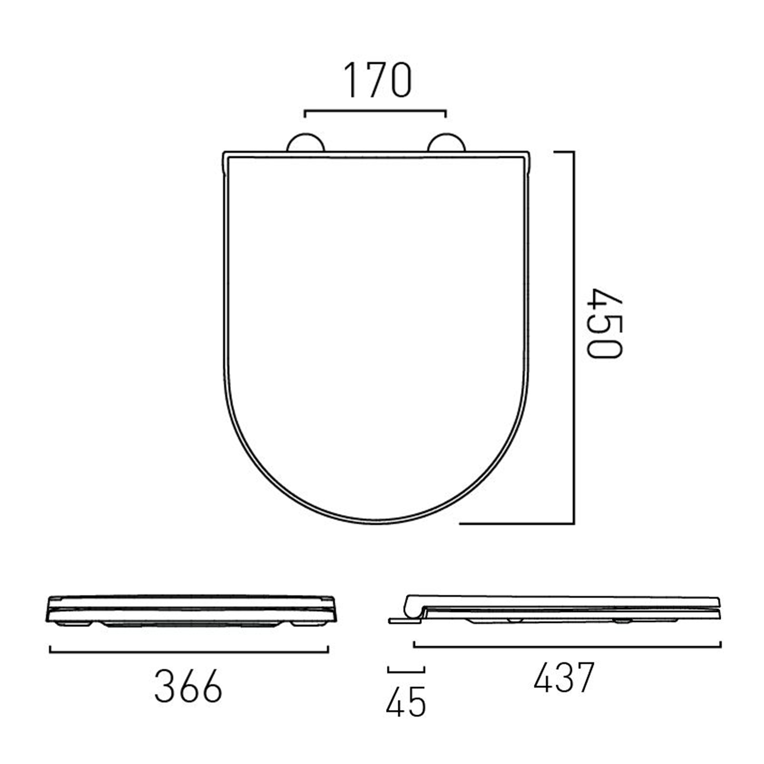 Vado Safari Slimline Soft Close Round Toilet Seat for Matt White Back to Wall & Wall Hung Toilet