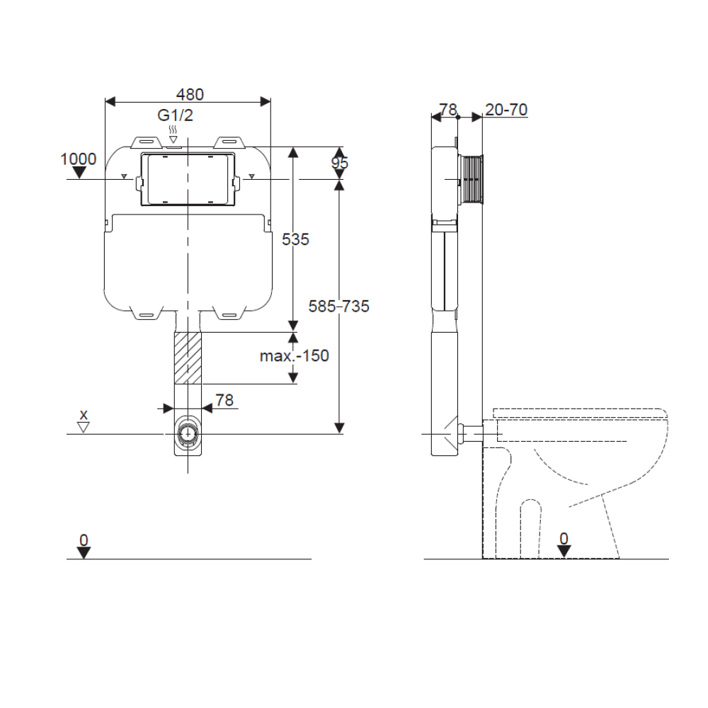 Crosswater Taller Concealed WRAS Approved WC Cistern