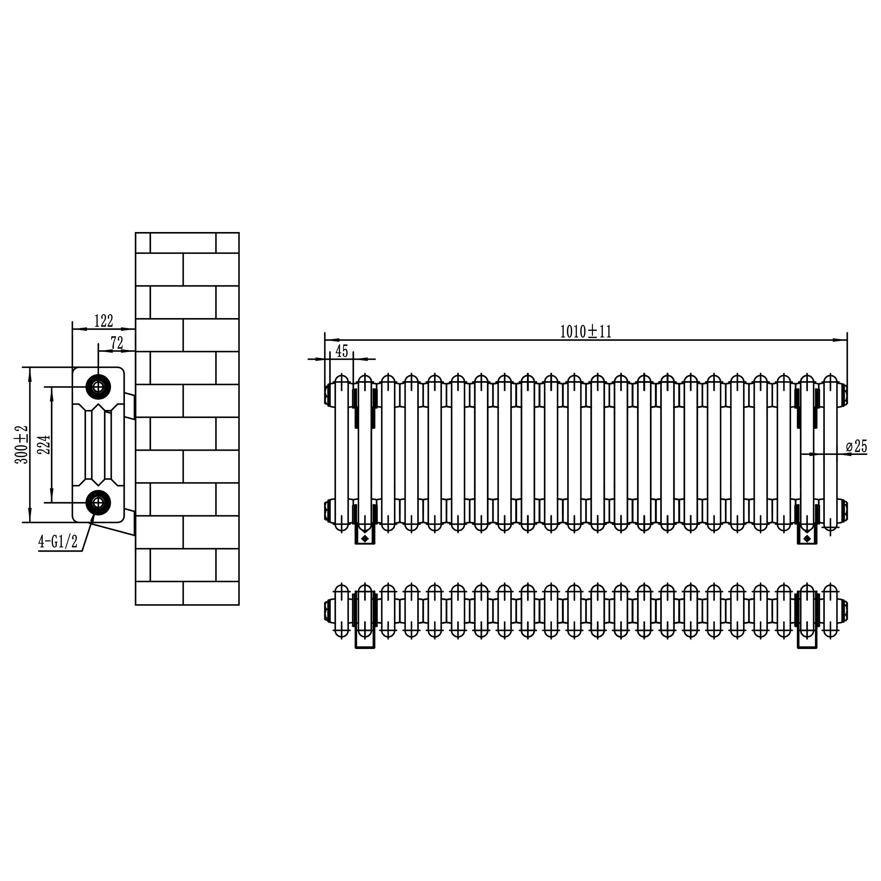 Toasty Ardleigh White Horizontal Column Radiator