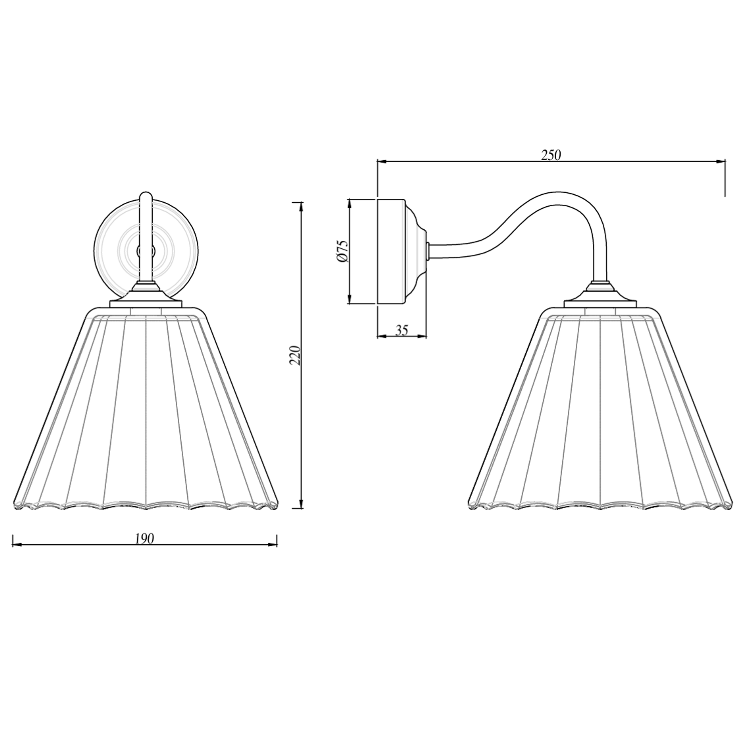 Butler & Rose Fluted Glass Shade Wall Light