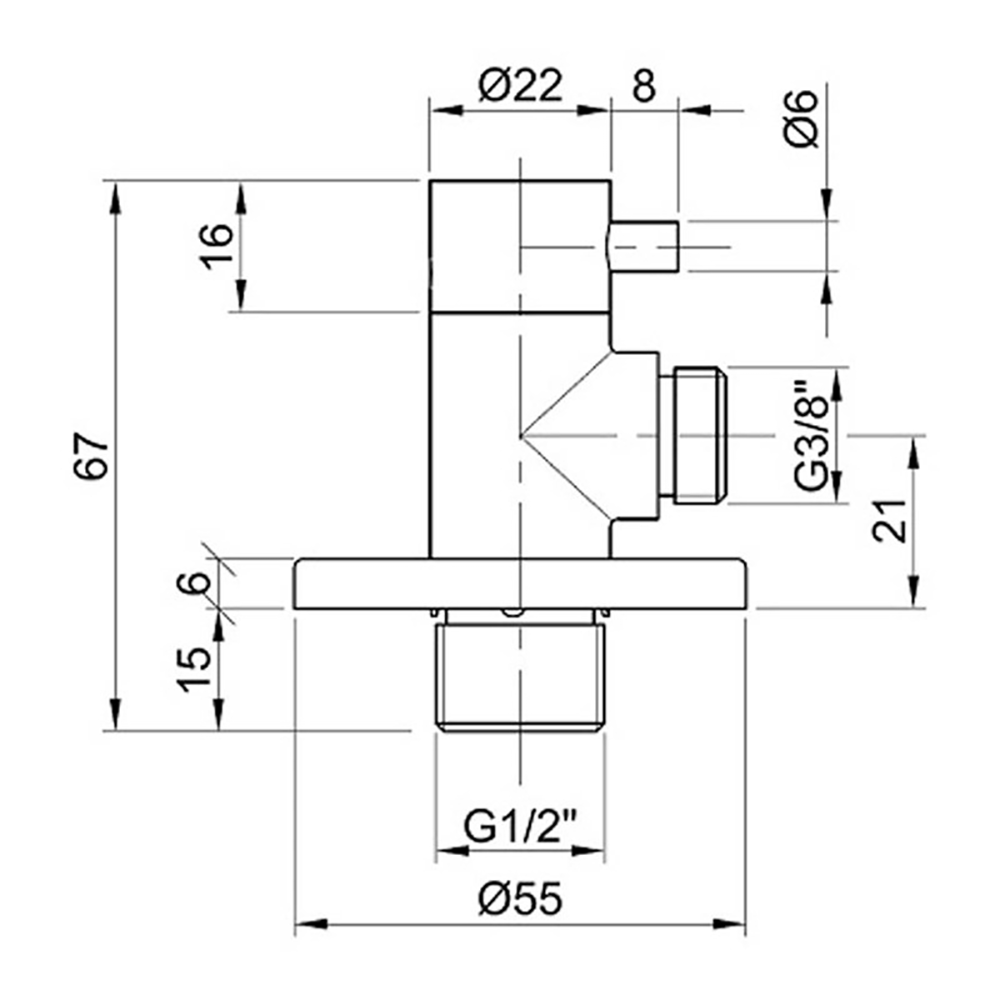 Inox Brushed Stainless Steel Angled On/Off Valve