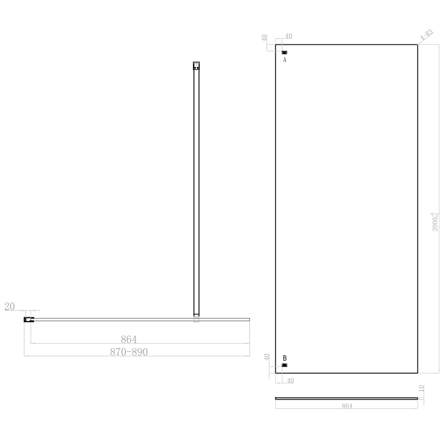 Harbour i10 10mm Easy Clean 2m Tall Wetroom Panel & Hinged Return Panel - Brushed Bronze