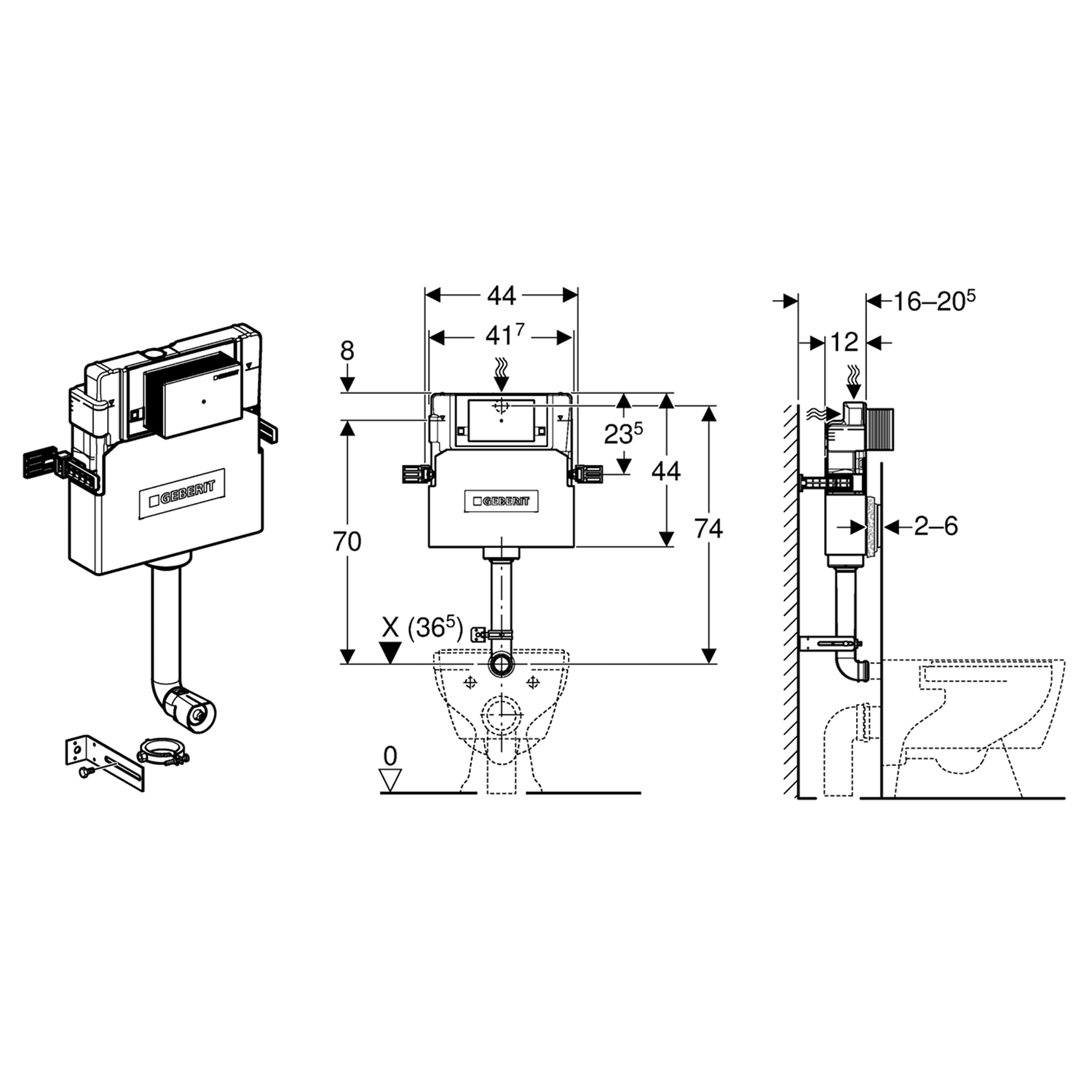 Geberit Alpha 1090mm Concealed Cistern