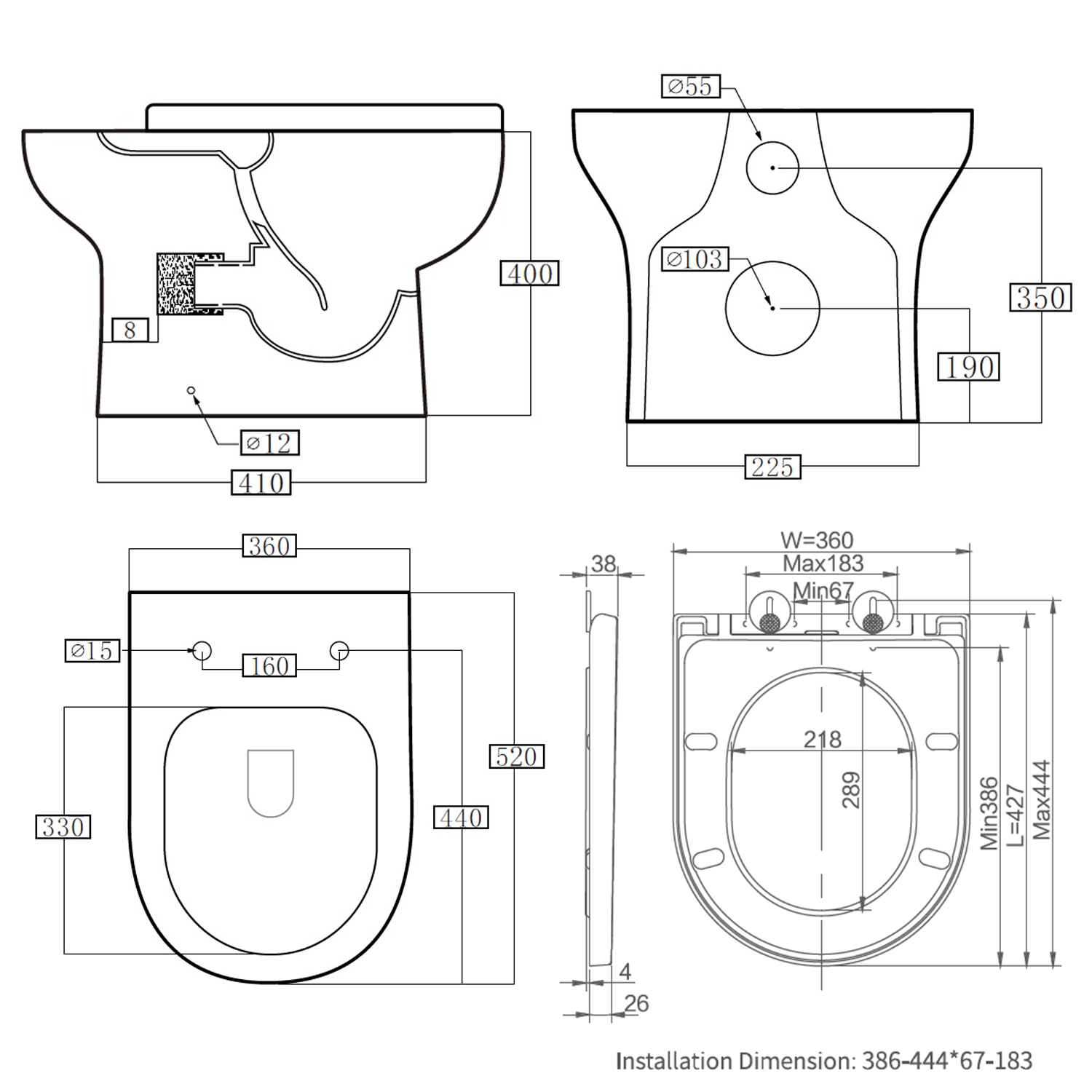 Anderson Rimless Back to Wall Toilet & Soft Close Seat