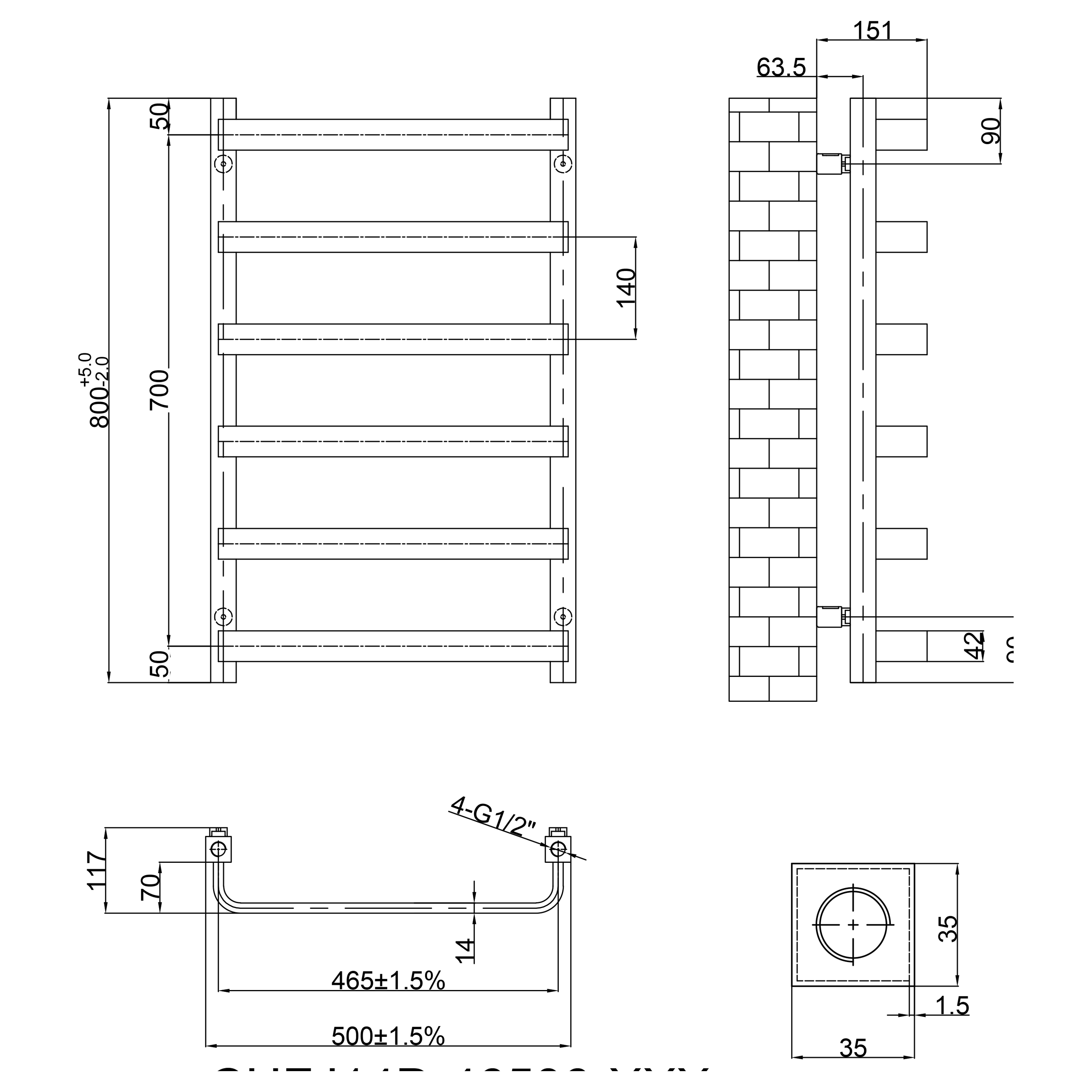 Toasty Balance Brushed Bronze Heated Towel Rail