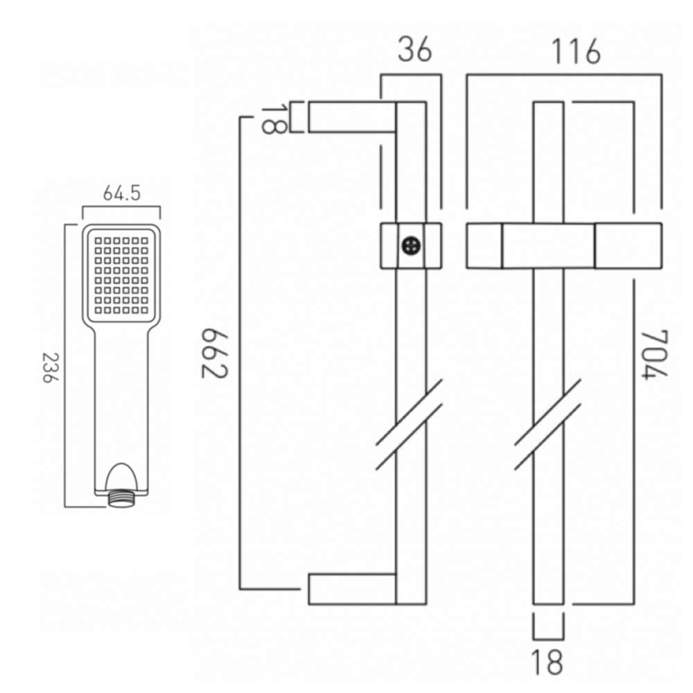 Vado V2 Slide Rail Shower Kit with Shower Handset and Hose