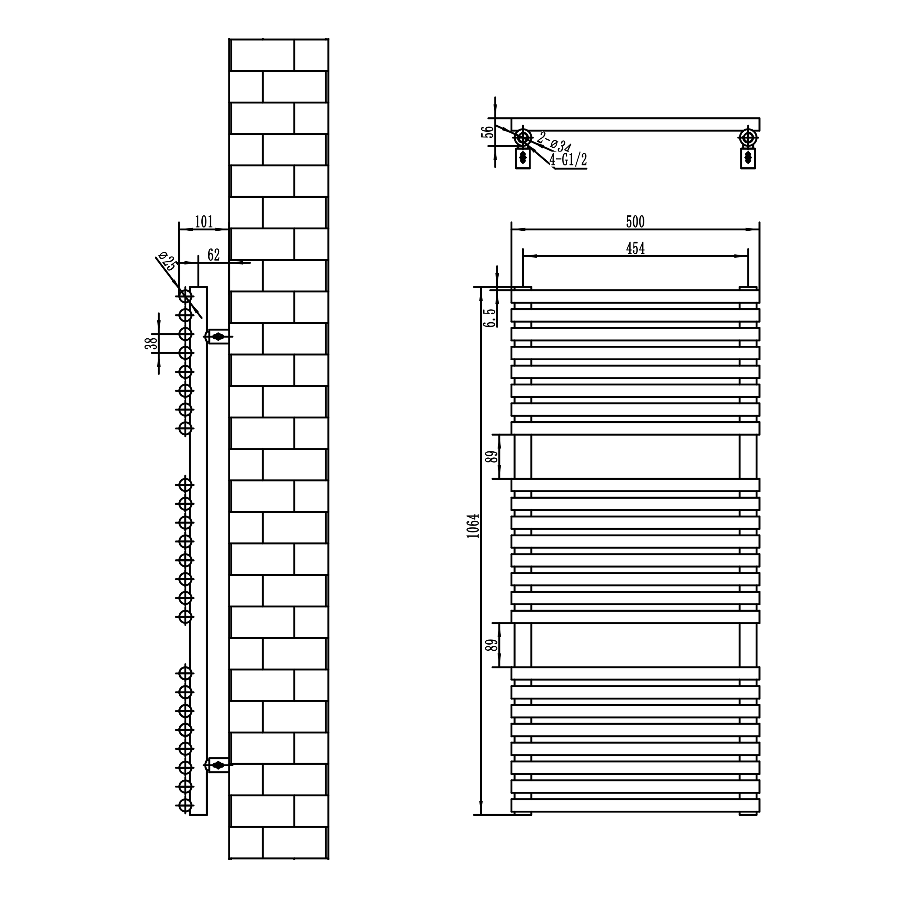 Toasty Halo Anthracite Bar on Bar Heated Towel Rail