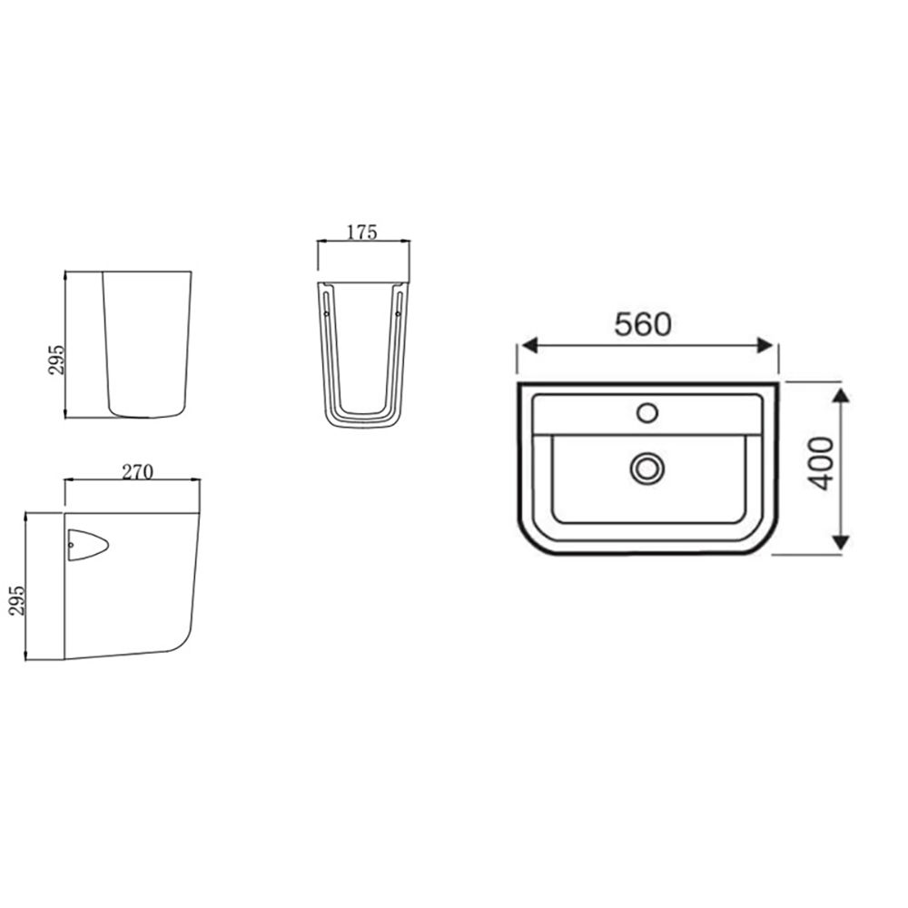 Harbour Icon 550mm 1 Tap Hole Basin & Semi Pedestal