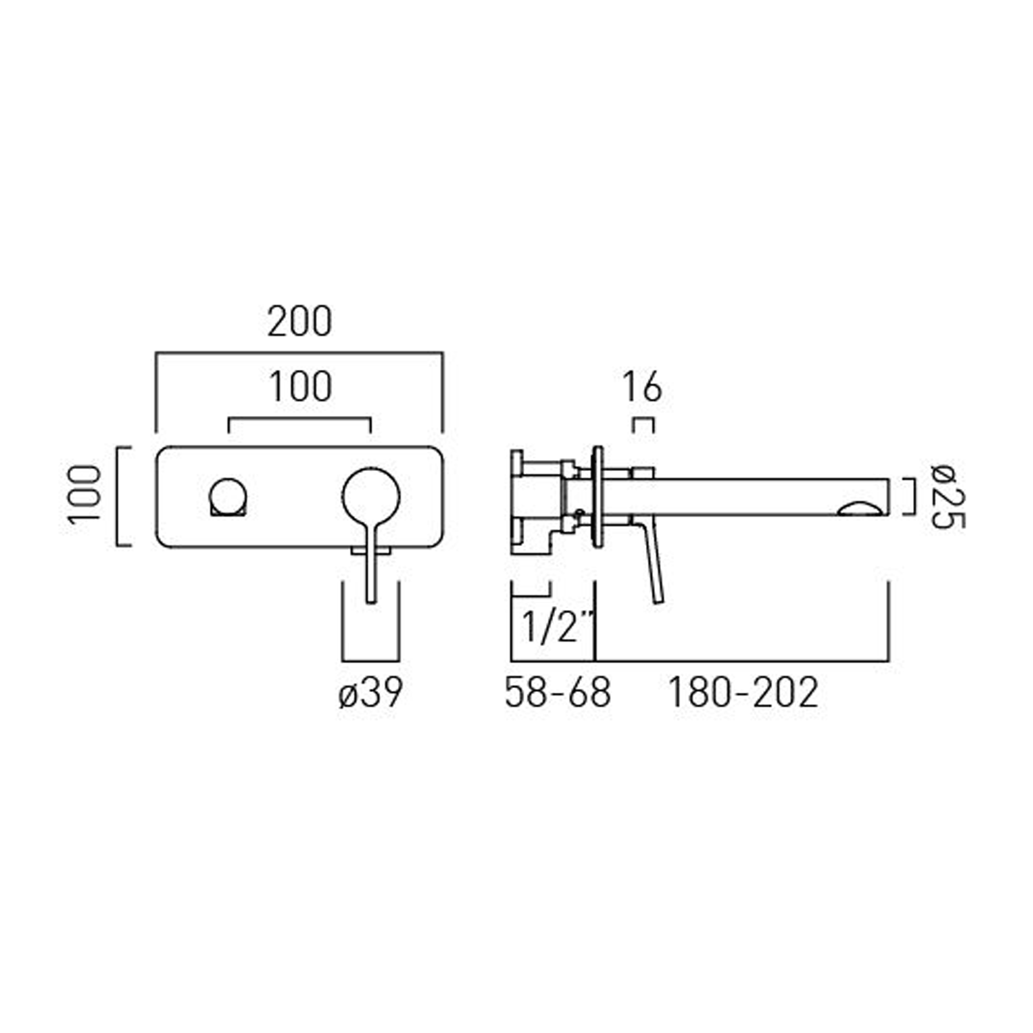 Vado Safari Square Wall Mounted Basin Mixer Tap