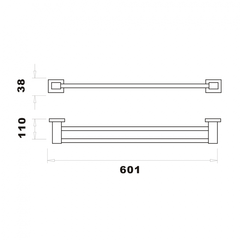 Harbour Clarity Matt Black Double Towel Rail