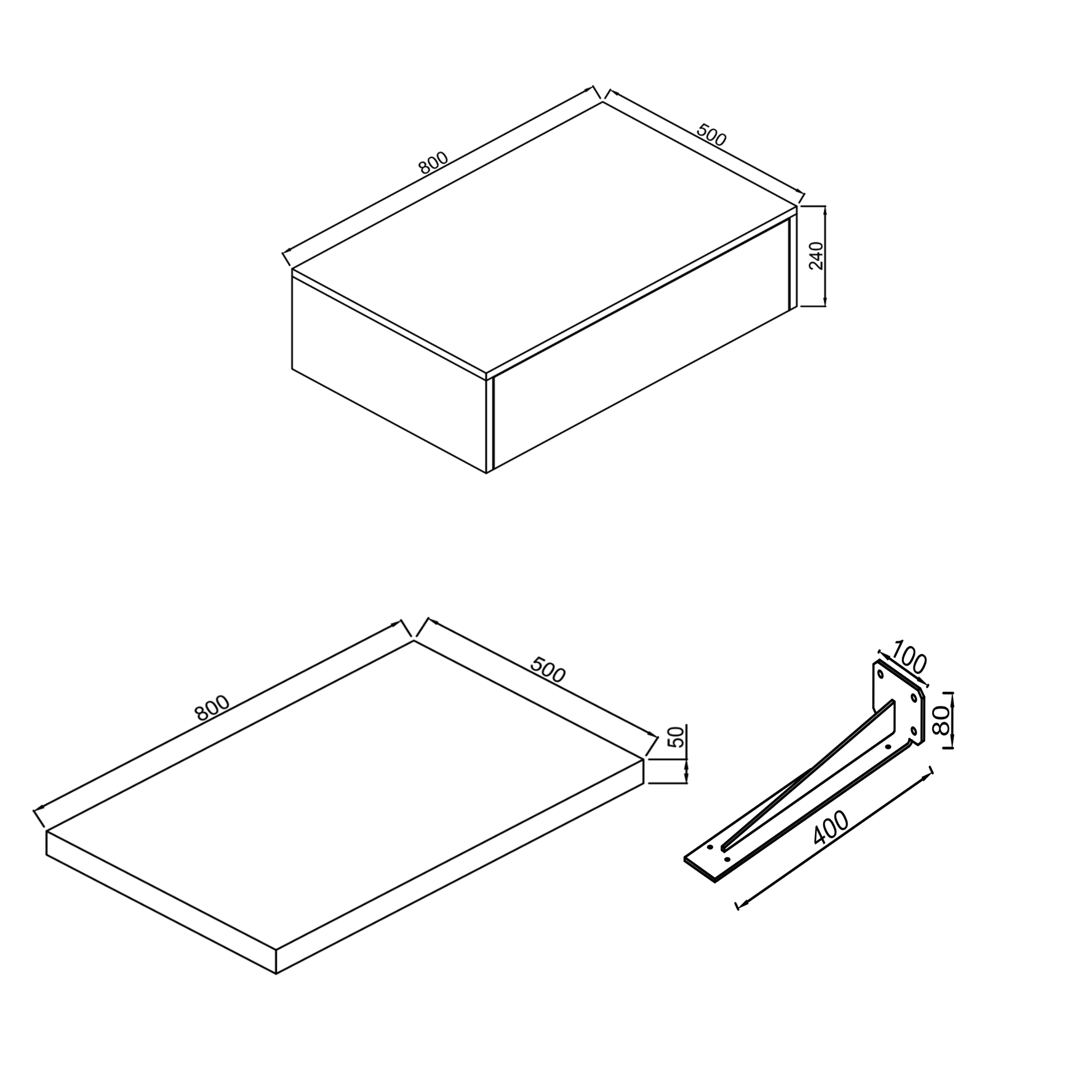 Sophia Basin Shelf, Drawer Unit & Countertop Basin - 3 sizes