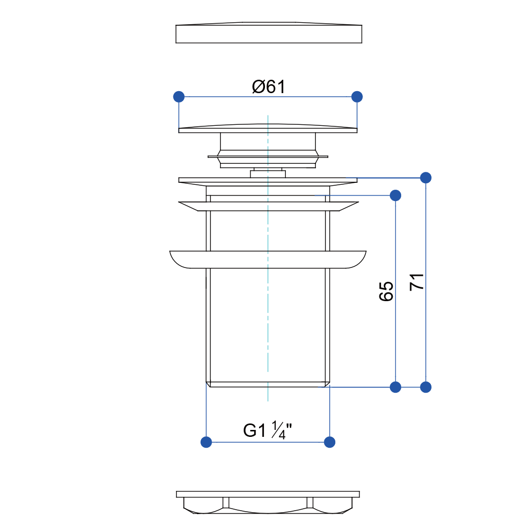 Britton Bathrooms Click Clack Unslotted Basin Waste