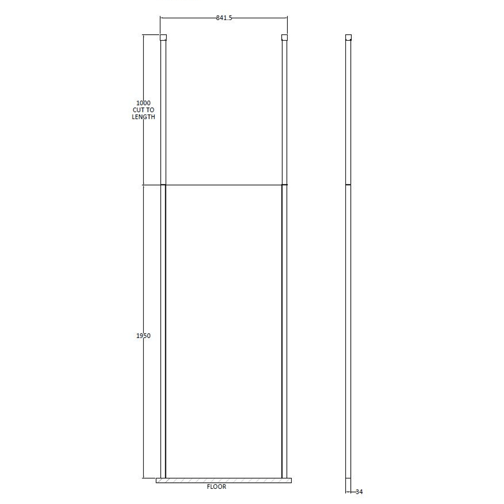 Vellamo City 8mm Matt Black Easy Clean Walk In Panel & Two Ceiling Posts