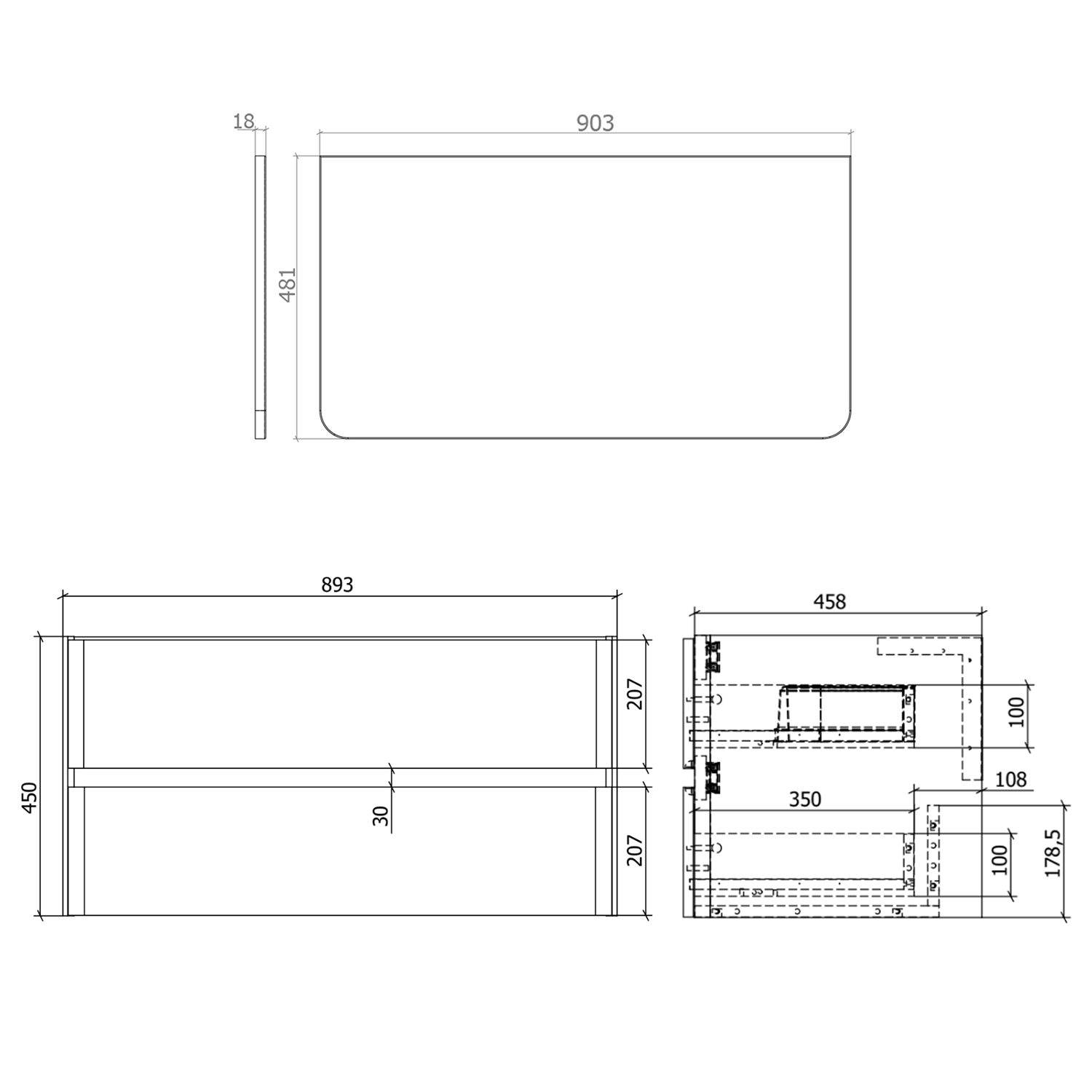 Drench Origin 900mm Wall Mounted Vanity Unit & Countertop