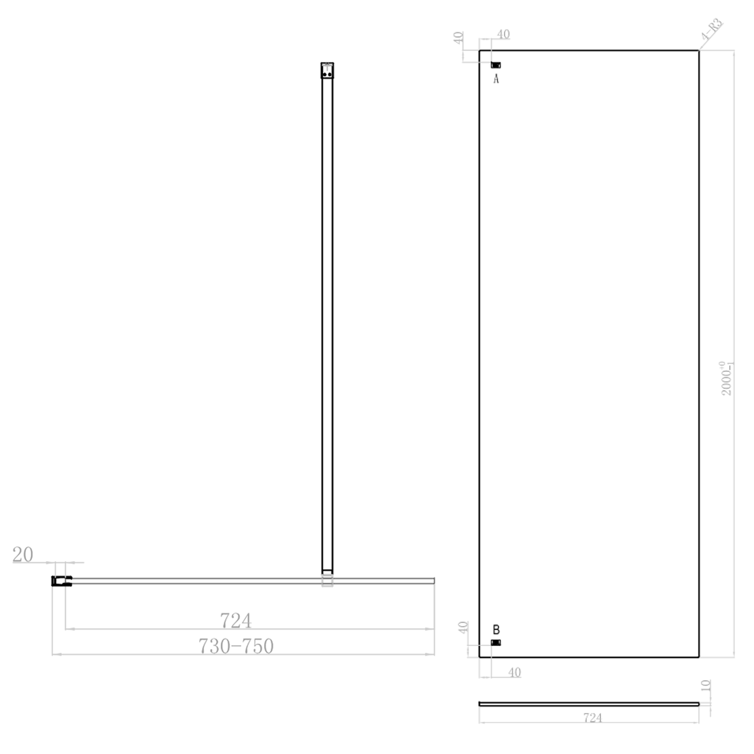 Harbour i10 10mm Easy Clean 2m Tall Wetroom Panel & Hinged Return Panel - Brushed Bronze