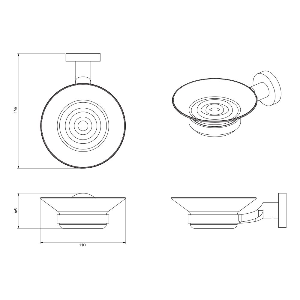 Miller Bond Black Soap Dish Holder & Glass Soap Dish