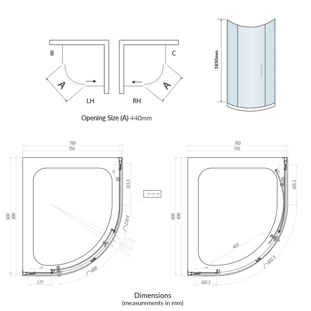 Harbour i6 Easy Clean 6mm 1-Door Quadrant Shower Enclosure