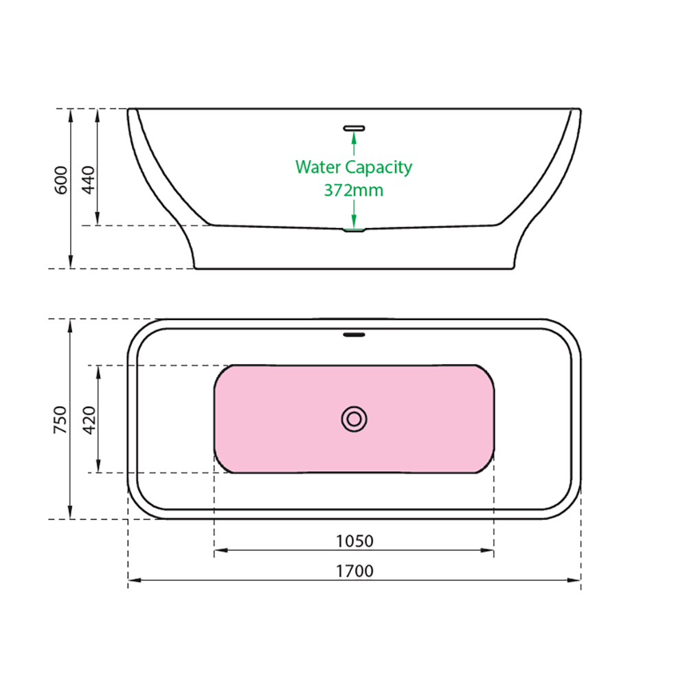 Charlotte Edwards Thebe White Freestanding Bath - 1700 x 750mm