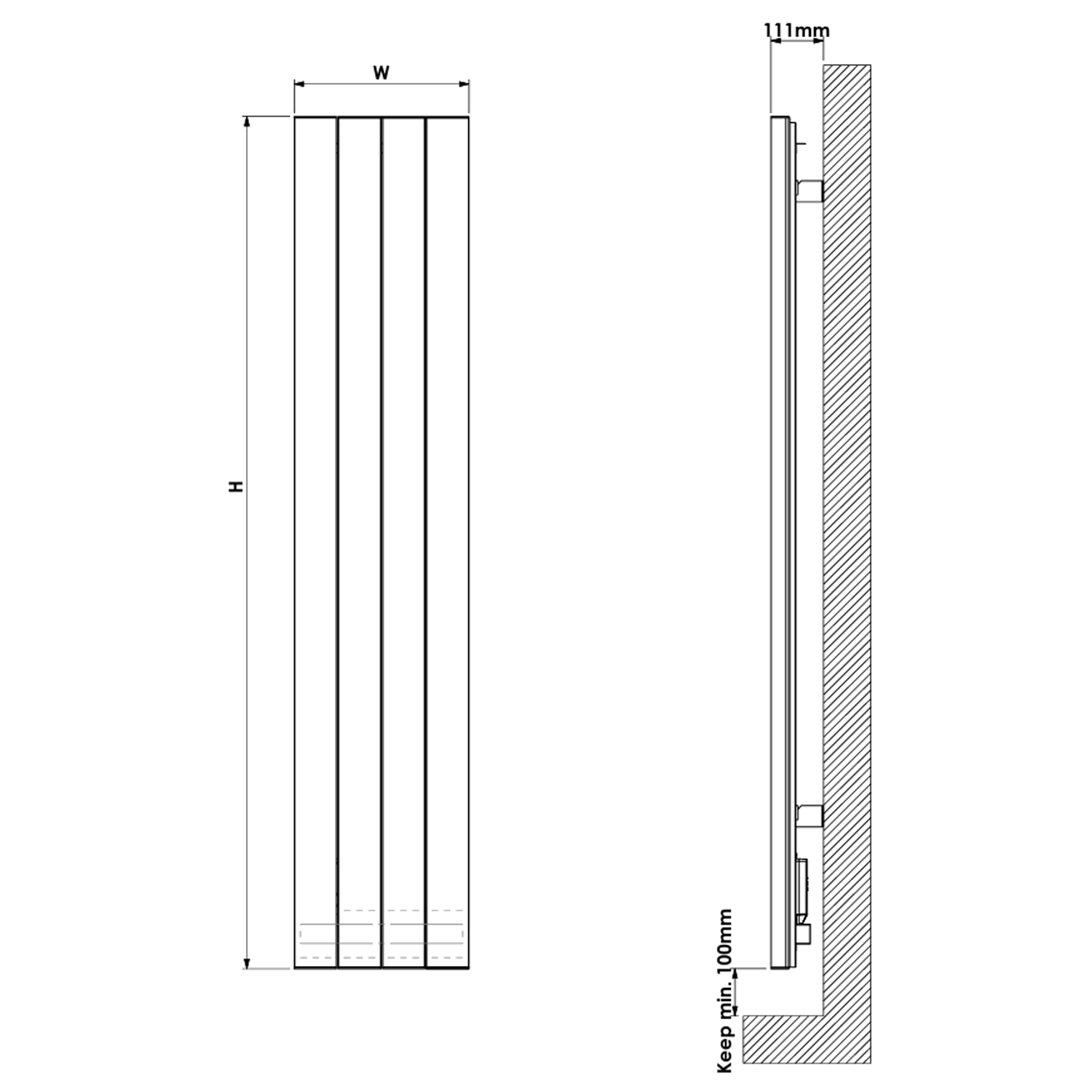 Carisa Boreas S Vertical Electric Single Panel Aluminium Radiator with Smart Wifi Thermostat