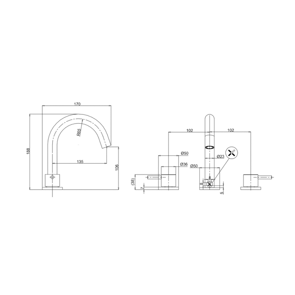 Crosswater MPRO 3 Hole Basin Mixer Tap