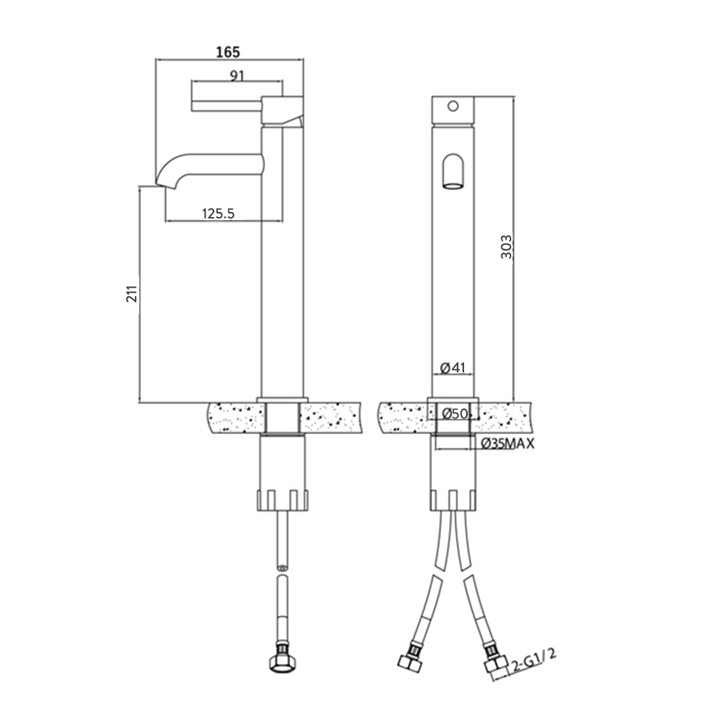 Harbour Clarity Matt Black Tall Basin Mixer Tap
