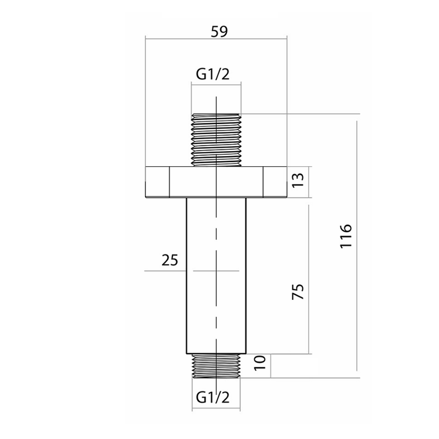 Pura Design 75mm Square Ceiling Mounted Shower Arm