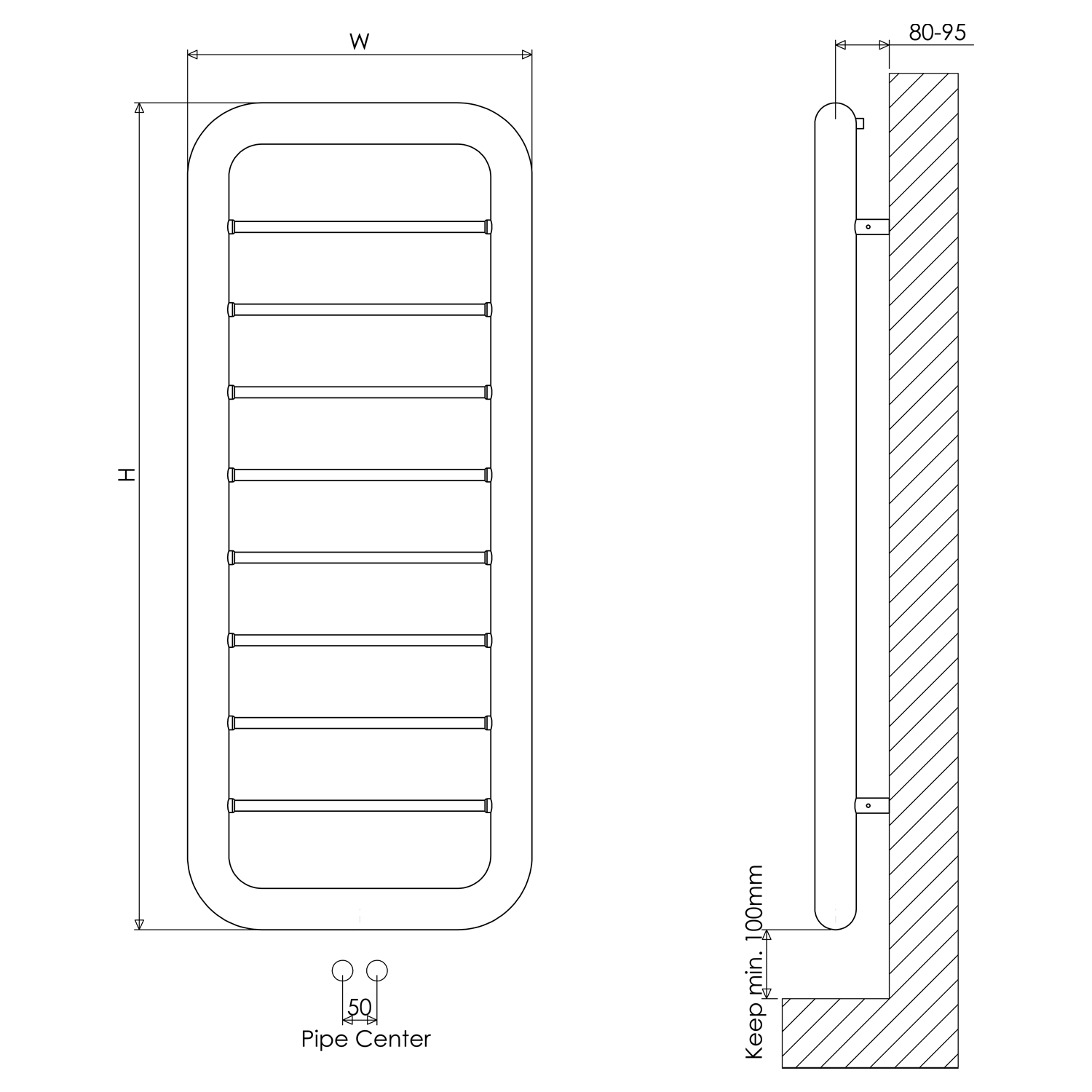 Carisa Paros Stainless Steel Designer Ladder Heated Towel Rail