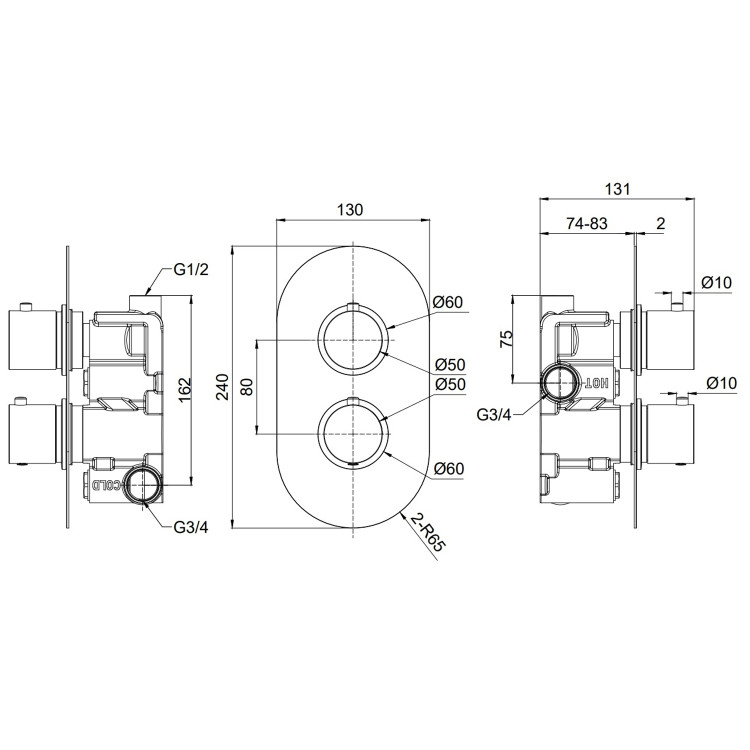 Harbour Clarity 1 Outlet Thermostatic Concealed Shower Valve