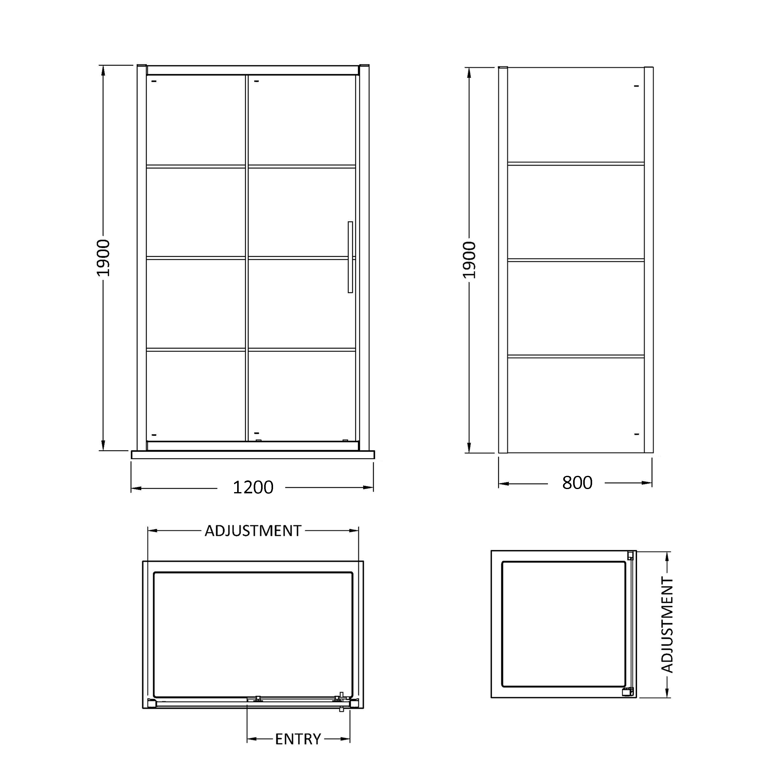 Vellamo City 8mm Framed Matt Black Easy Clean Sliding Shower Door