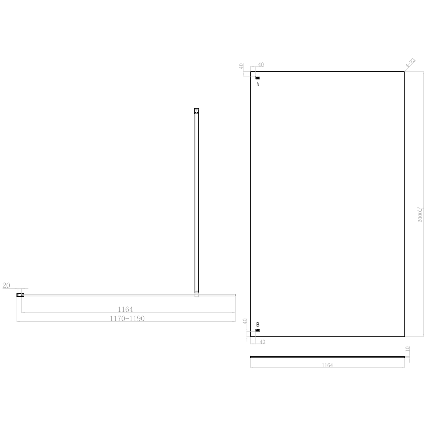 Harbour i10 10mm Easy Clean 2m Tall Wetroom Panel & Hinged Return Panel - Brushed Bronze