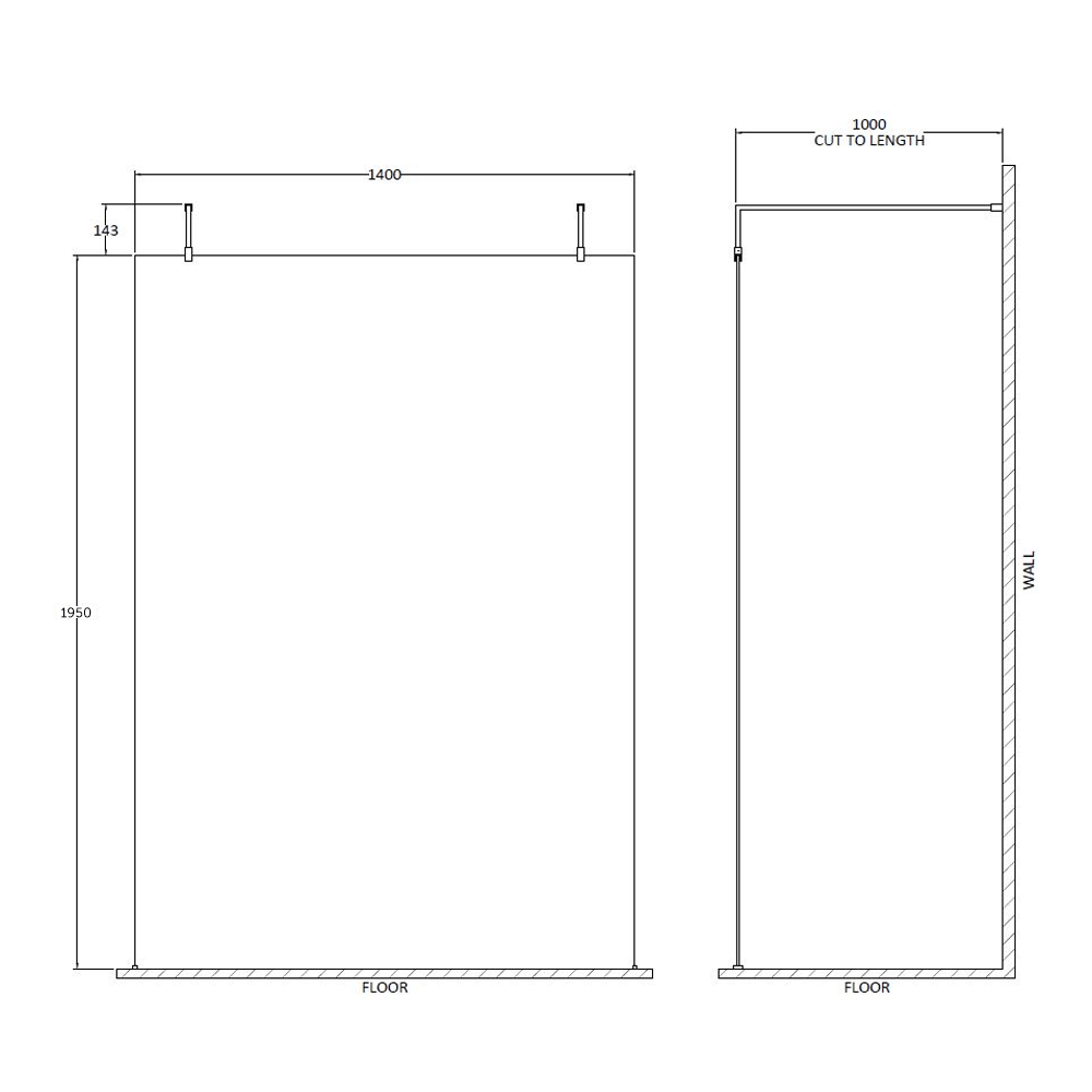Vellamo 8mm Easy Clean Freestanding Walk In Panel & Two Support Arms