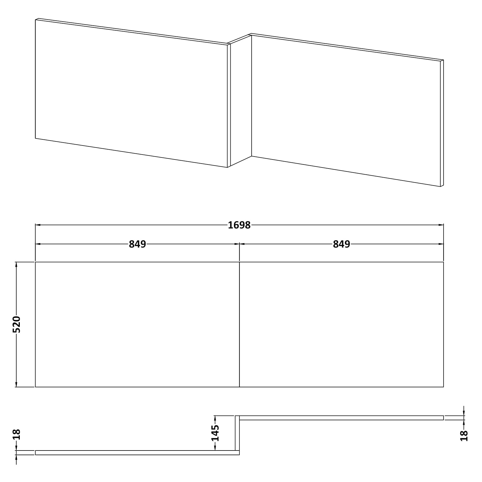 Emily L-Shaped Square Front Bath Panel - Driftwood