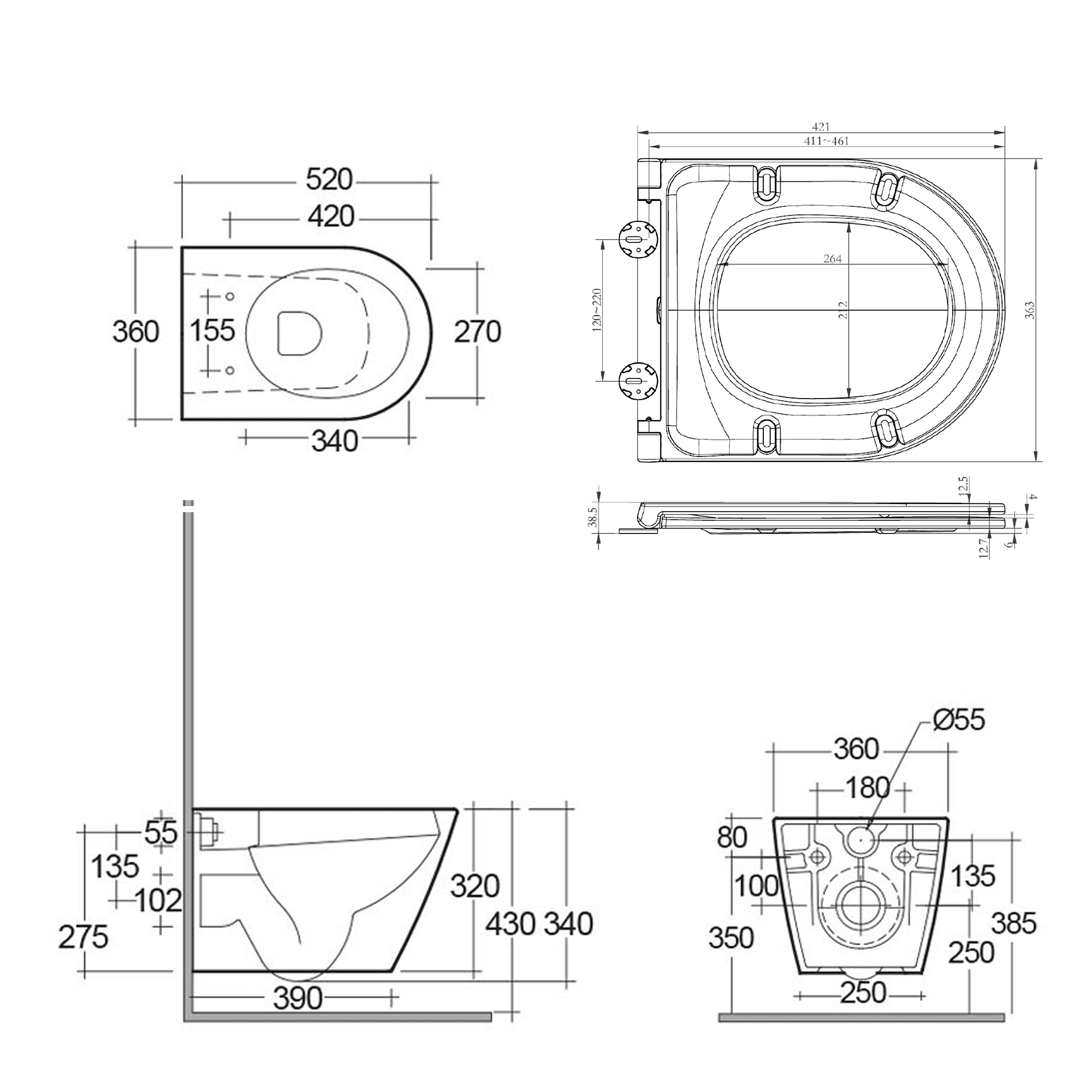 RAK Resort Rimless Wall Hung Toilet with Hidden Fixings & Soft Close Toilet Seat