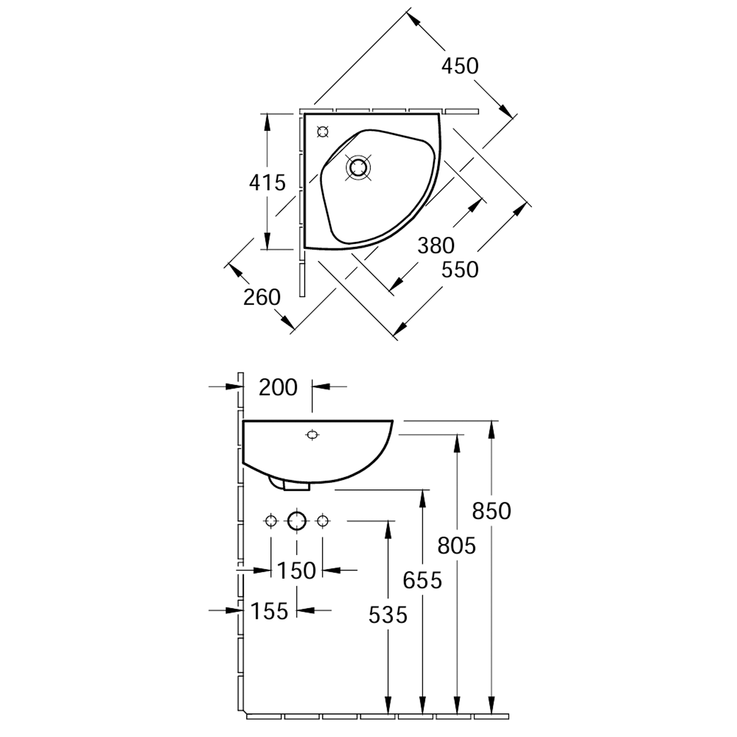 Villeroy & Boch O.novo Corner Wall Hung Basin