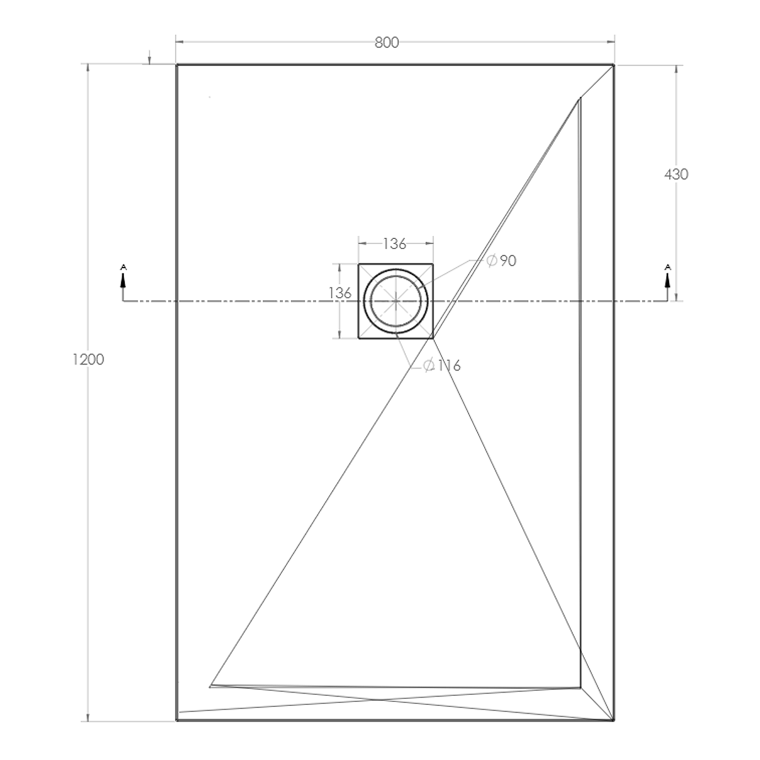 Drench Naturals White Thin Slate-Effect Rectangular Shower Tray - 11 Sizes