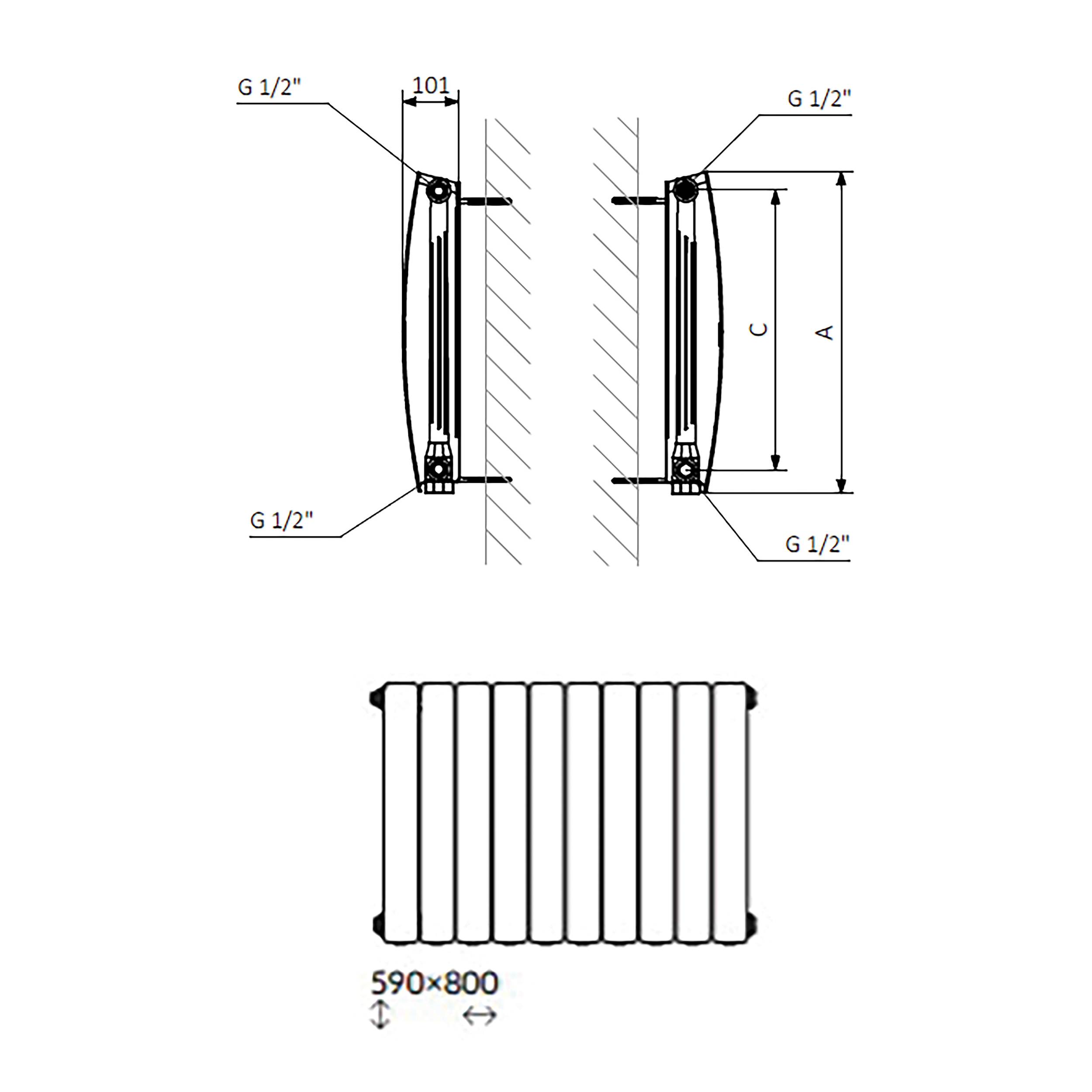 Terma Bergamo Single Panel Horizontal Radiator - 3 Sizes