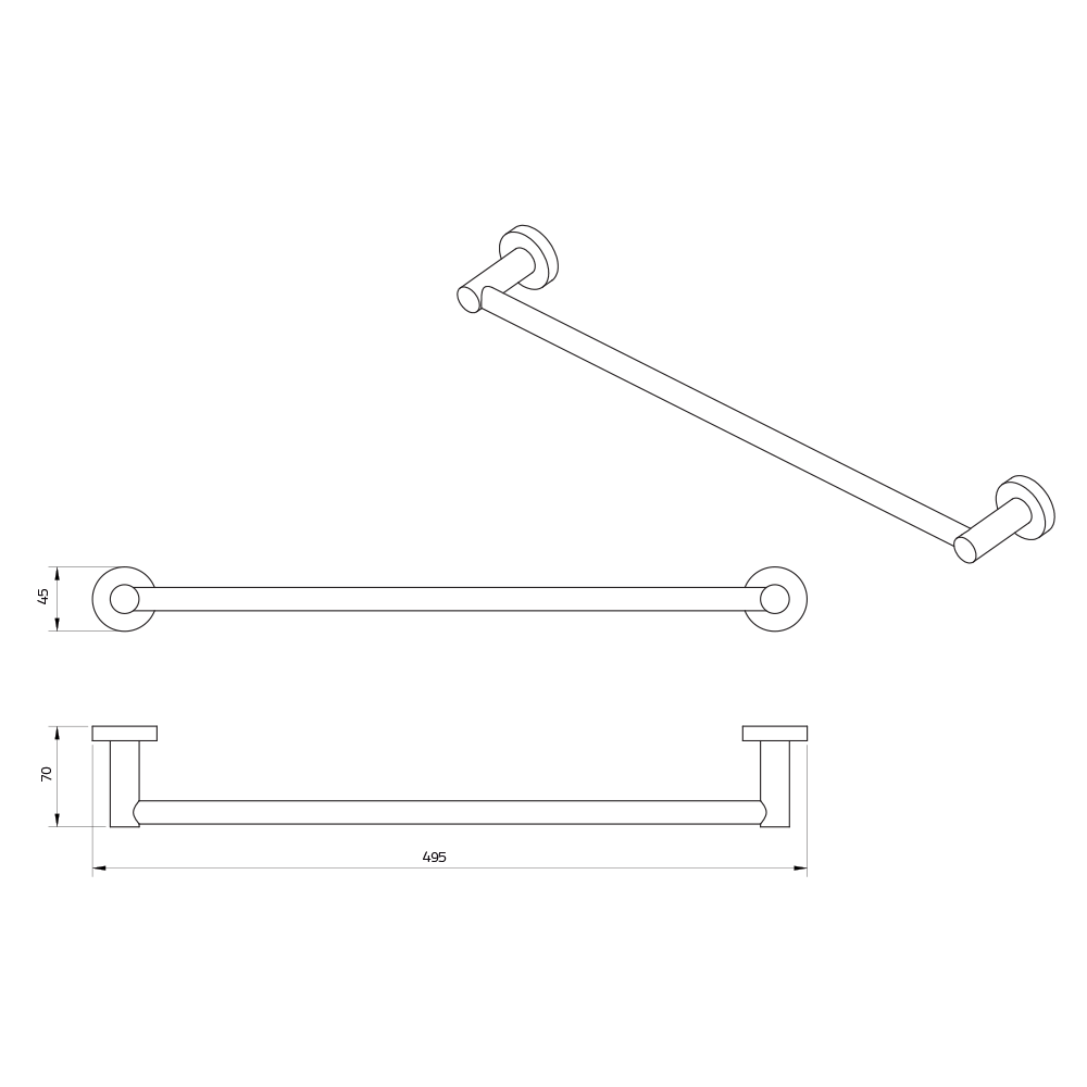 Miller Bond Black Towel Rail - 495mm