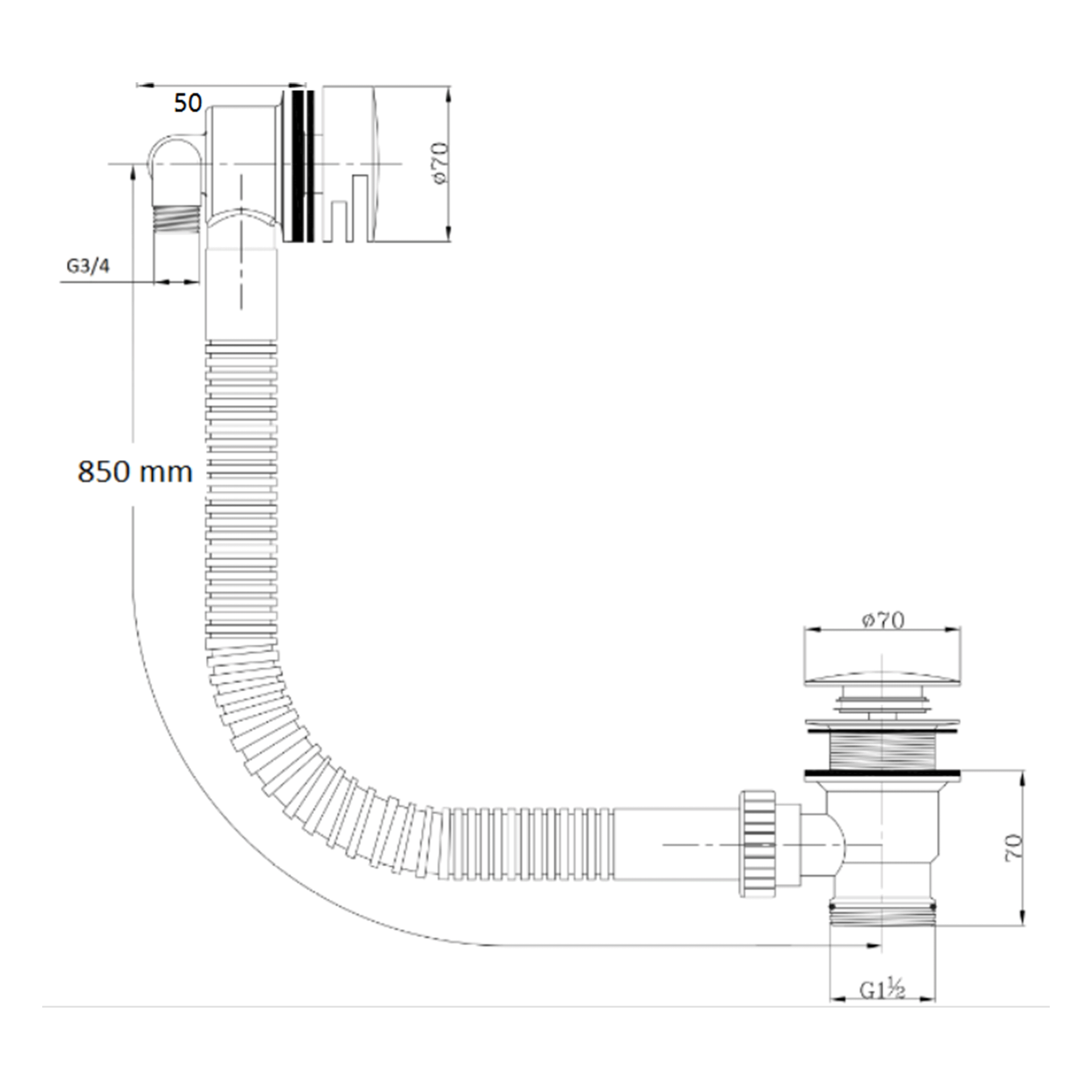 Harbour Clarity Overflow Bath Filler - Brushed Brass