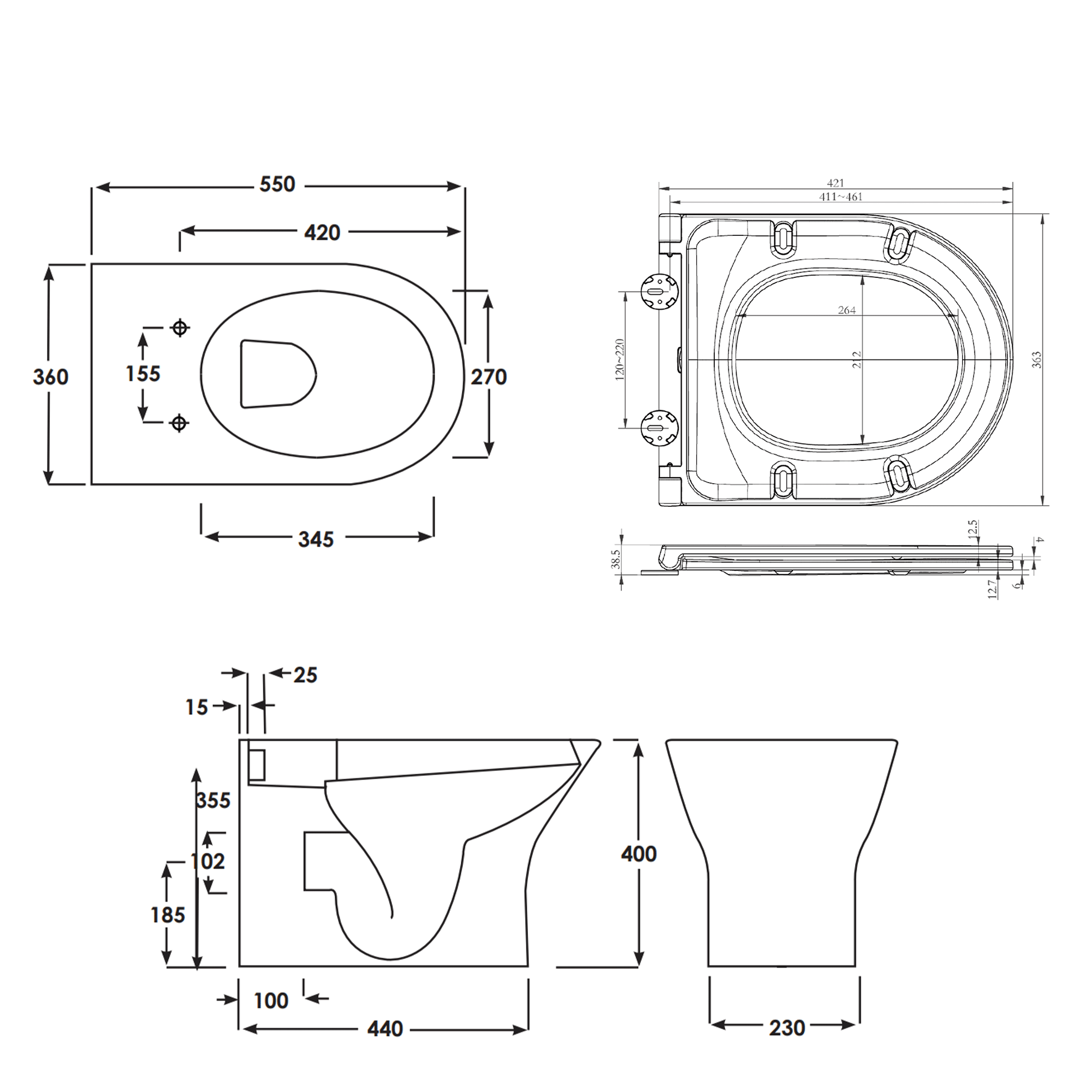 RAK Resort Back to Wall Rimless Toilet with Soft Close Seat